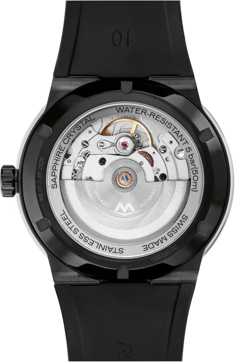 Movado Bold Men's Watch - Swiss Automatic, Self-Winding, Silicone Strap - Contemporary, Sporty Luxury Fashion Timepiece for Him - 43.5mm