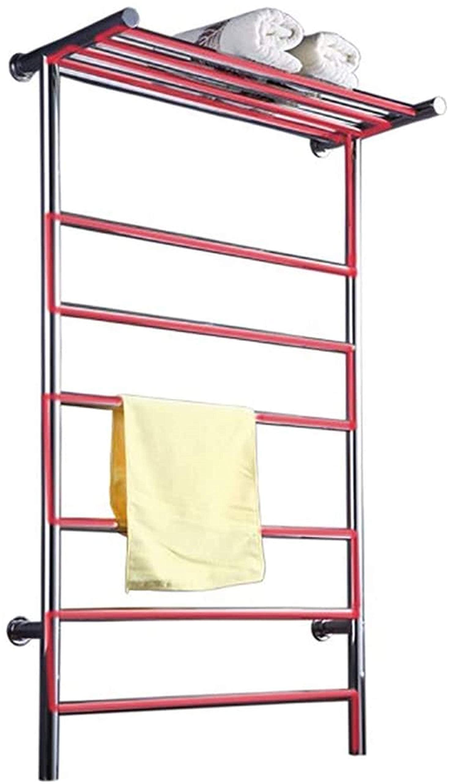 NEECS Portasciugamani riscaldati Scaldasalviette, Scaldasalviette Caldo, Portasciugamani Riscaldato A Parete con Ripiano Barre Tonde Stendino Bagno A Risparmio Energetico Temperatura Cos