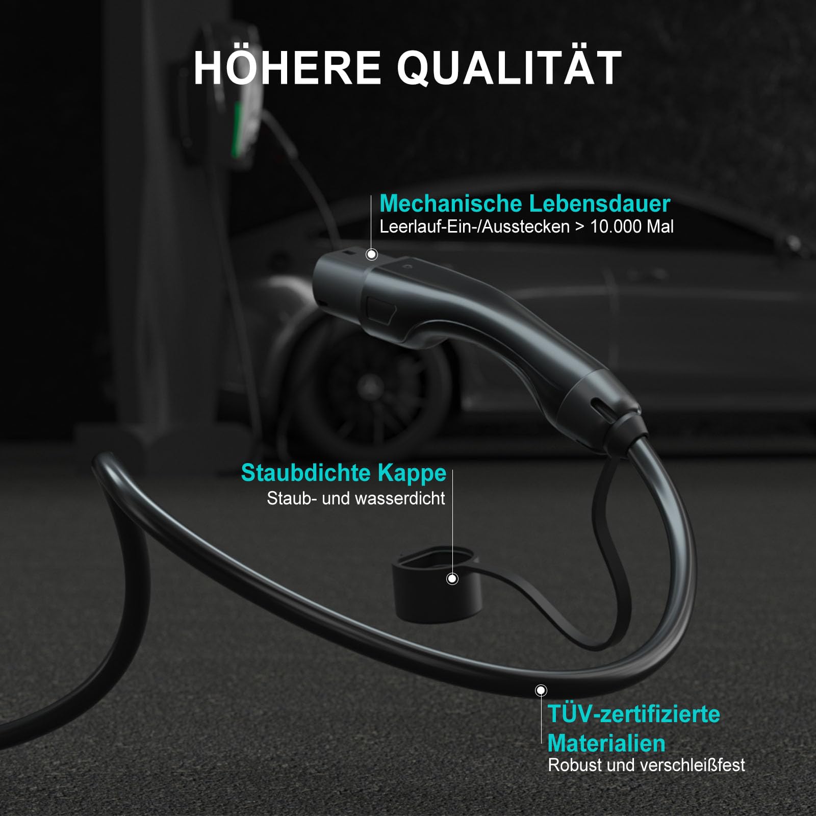 BENY Typ 2 Ladekabel 22kW 32A, Verlängerungskabel 5m, für EV & PHEV, E-Auto Ladekabel mit Tragetasche, 3-Phasig, IP54, IEC 62196-2