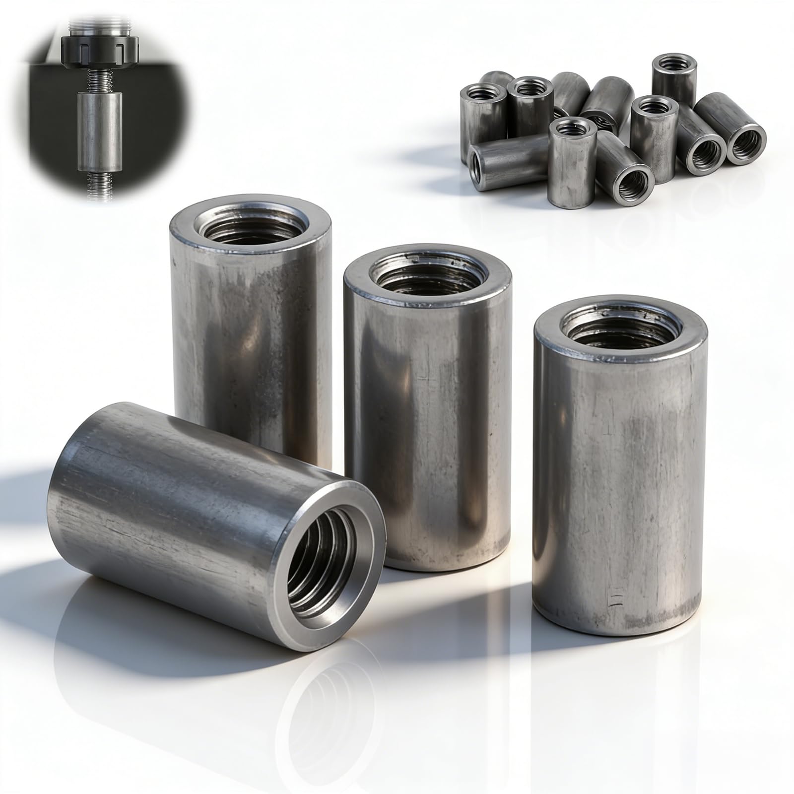 12 Pezzi Manicotto Filettato M6x10x15 mm Dadi di Accoppiamento Tondi M6 Manicotti Filettati Rotondi Dadi di Accoppiamento Acciaio al Carbonio Dado Lungo per Barre Filettate Viti e Bulloni