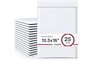White Bubble Fuxury Poly Mailers 10.5x16 Inch 25 Pack, Self Seal Padded Envelopes