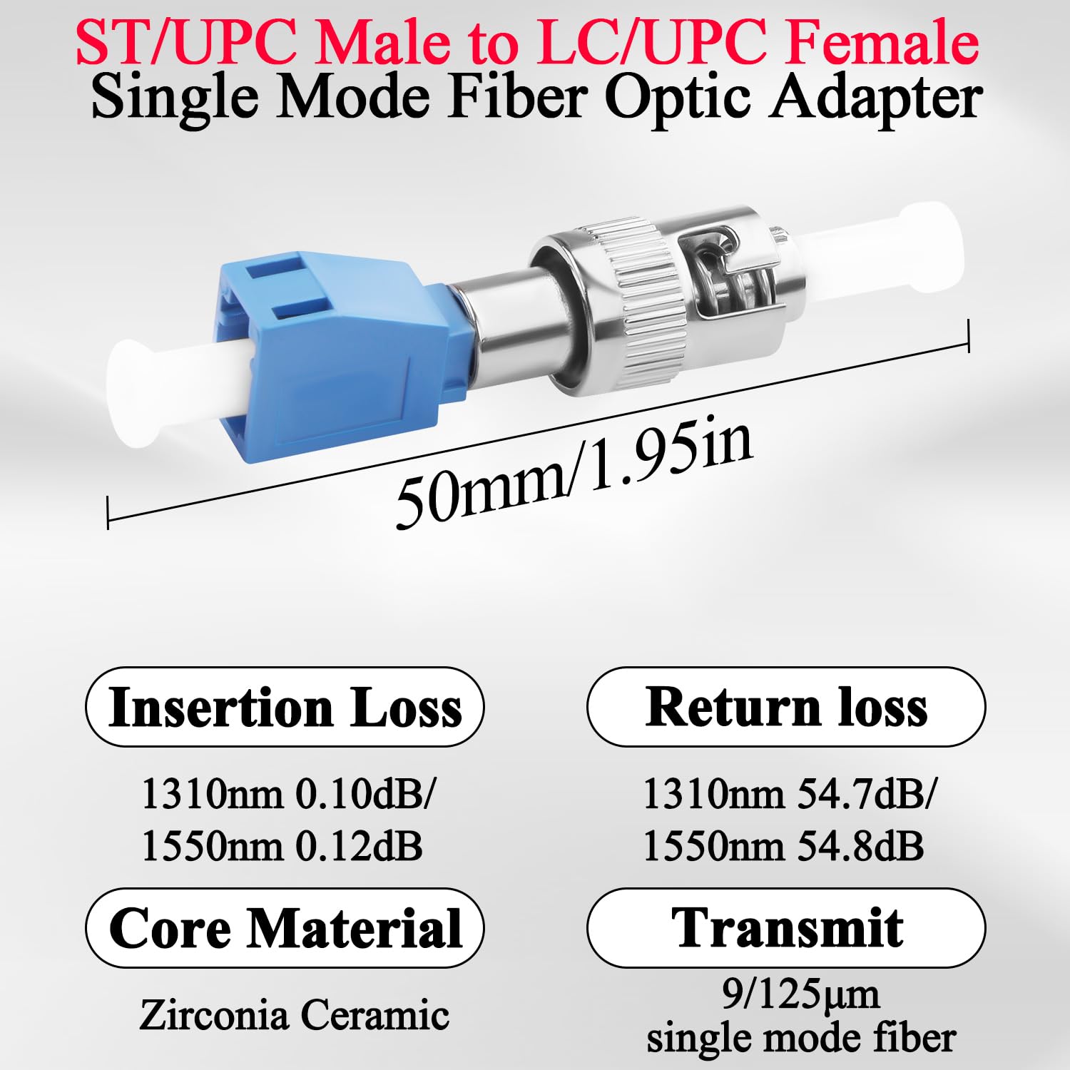 QIANRENON ST Maschio a LC Femmina Ibrida Fibra Convertitore SM 9/125μm ST/UPC a LC/UPC Monomodale Fibra Ottiche Adattatore Accoppiatore, per Rossa Luce Penna Ottica Potenza Misuratore Patch Cavo