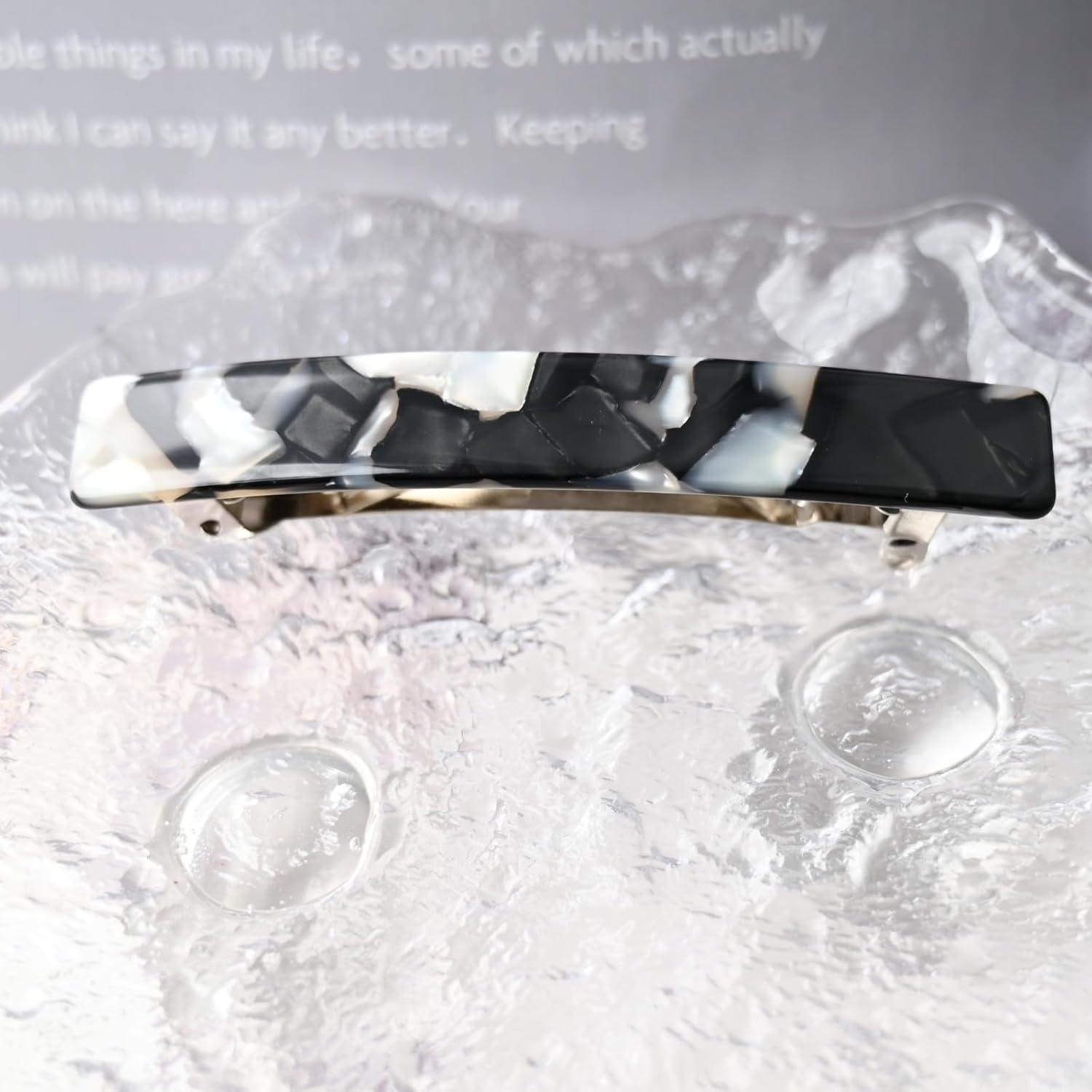 Red French Clips for Women，Set of 2 Barrettes ，Acetate Hair Accessories，for Thin Hair，strong hold (black and white，tortoise) - Image 3