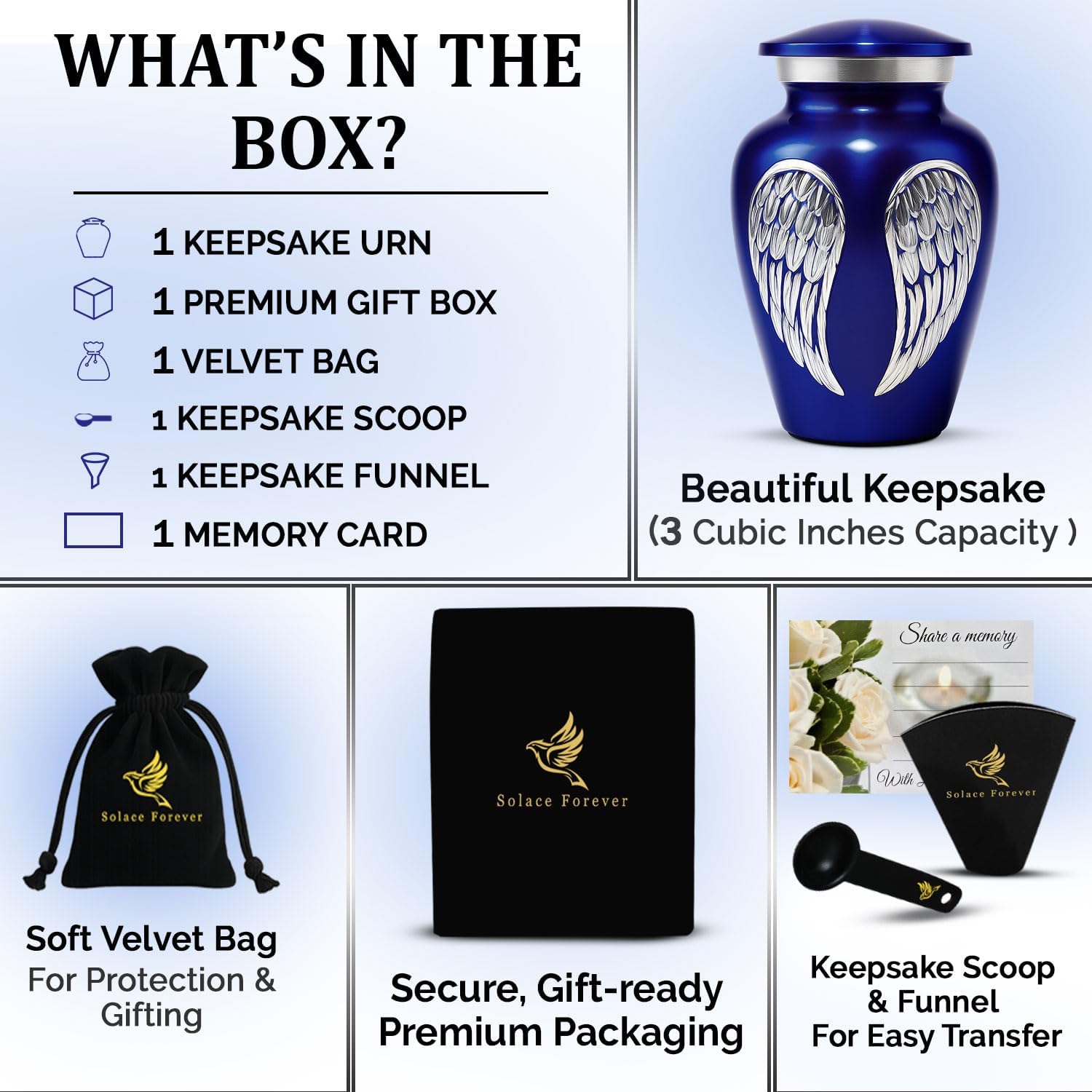 Small Urns for Human Ashes – Mini Urn for Ashes to Honor Loved Ones – Holds 3 Cubic Inches – Perfect for Mom, Dad, Baby, or Someone Special(Dark Blue, Small)