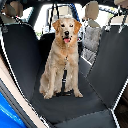 Amazon ペキュート Pecute 新型 ペット ドライブシート 車用 ペットシート安全ベルト付き 後部座席 シート洗濯可 全車種 全種犬用猫用 車シート 折り畳み式カバー 車 バイク 車 バイク