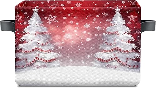 Cesta de almacenamiento plegable de Navidad, impermeable, muñeco de nieve, árbol de Navidad, copo de nieve, camión, 10 x 14 x 8 pulgadas (10.2 x