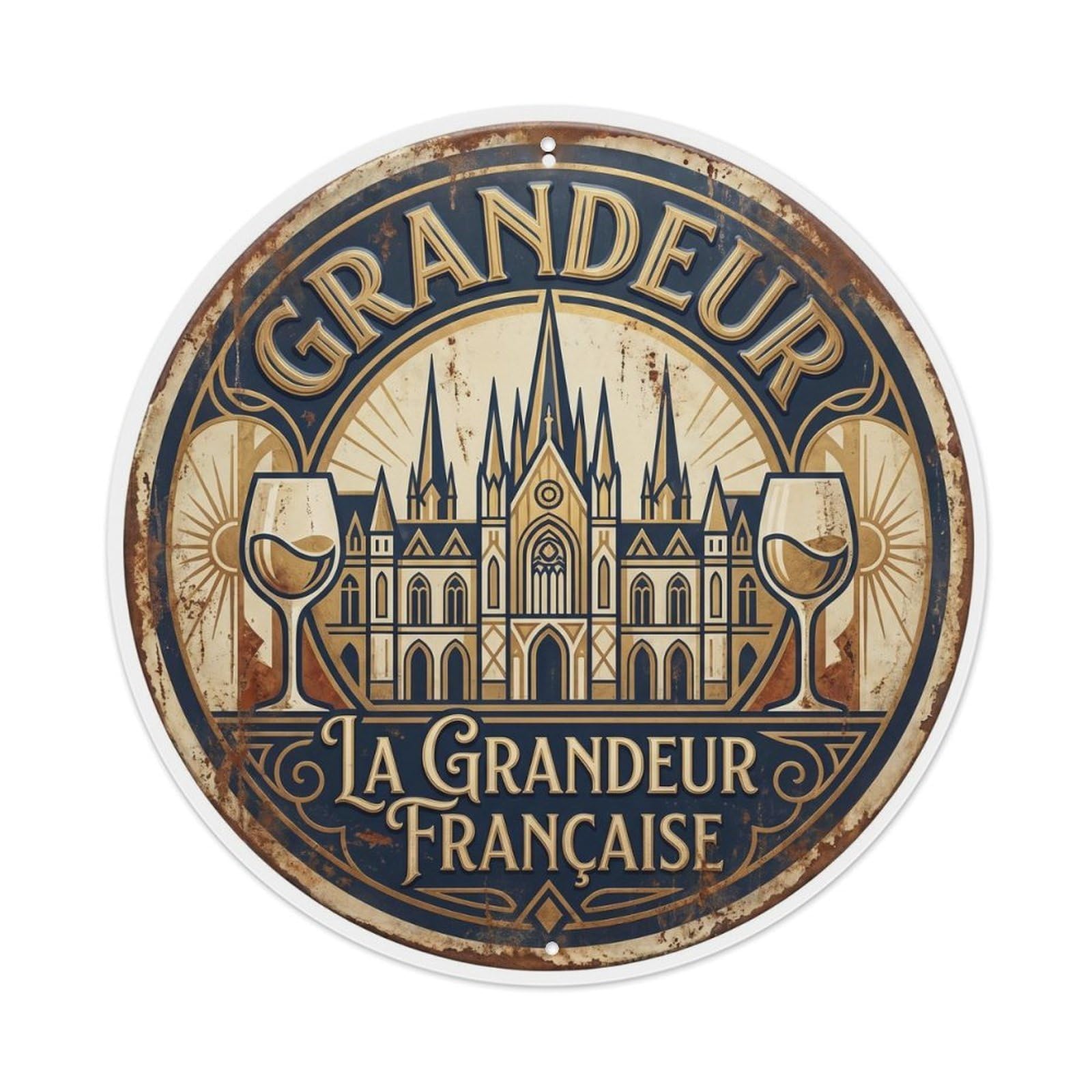 Grandeur Humorous Lounge Grandeur Metal Tin Sign Plaque Wall Decor for Cafe, Club Bar, Office, Home Garden Round Metal Poster 8x8Inch