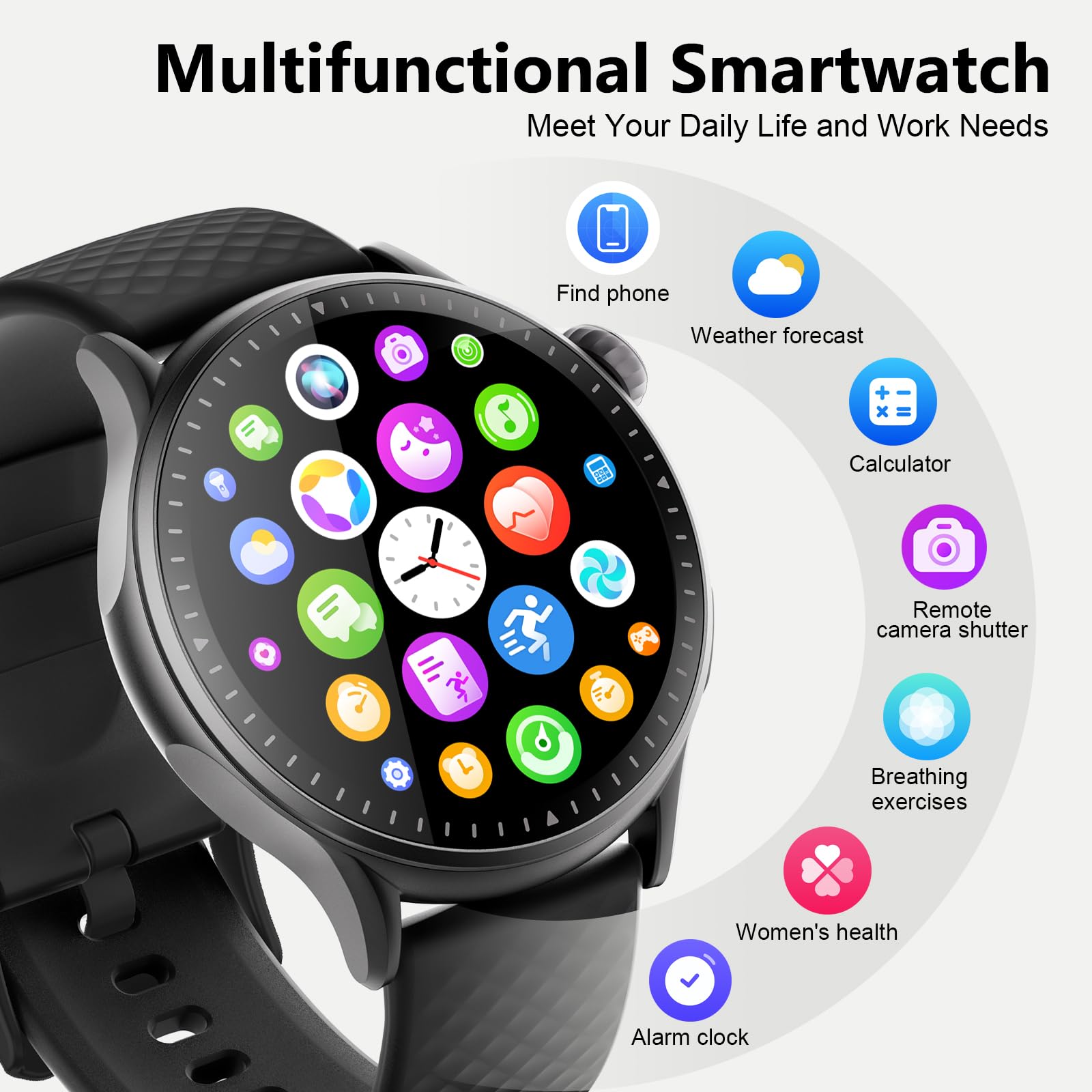 Cillso Smart Watch Fitness Tracker mit Pulsmesser Schlafmonitor Schrittzähler, Touch Fitnessuhr mit Telefonfunktion, Smartwatch