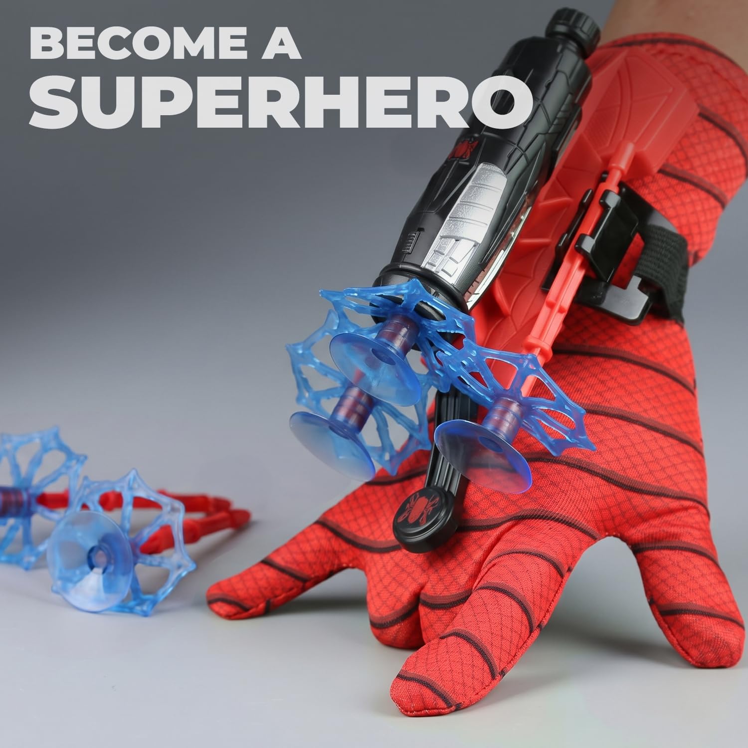 Original Cup - Spider Handschuh Spinnennetz-Wurfhandschuh für Kinder und Erwachsene - Pfeilwerfer mit Saugnäpfen - Comic-Superhelden-Kostüm