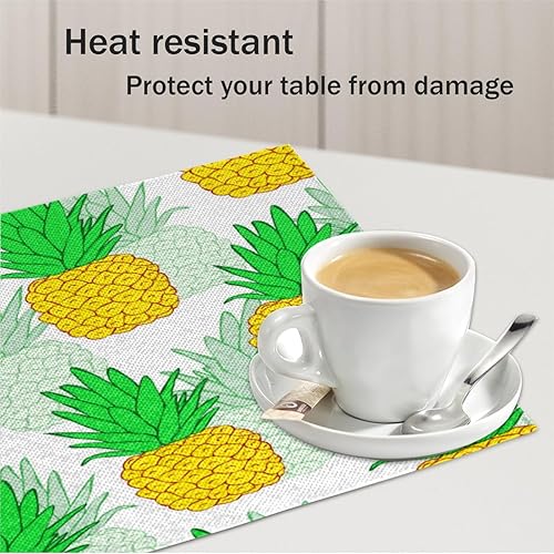 Miniatura 5 de Pineapple Foods Style Placemats Set of 4 Table Mats Washable Placemat Waterproof Place Mats for Party Home Dining Table Decor 18x12 in