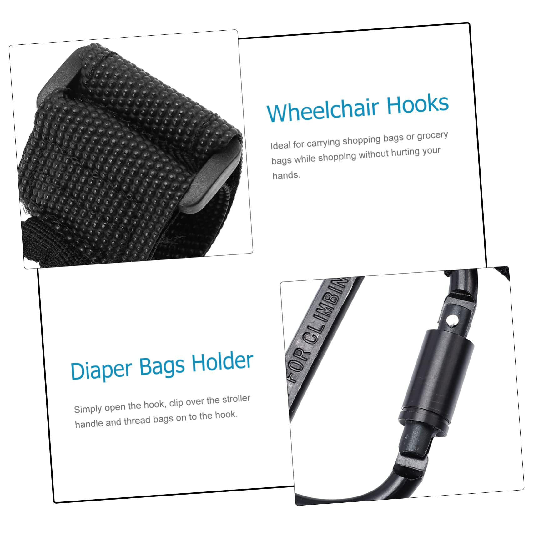 Yardwe 14 Piezas Ganchos Antideslizantes para Carrito Unidades Colgadores Delanteros sin Taladro para Bolsas y Pañaleras Aptos para Manillar de Cochecito y Moto Soporte Práctico para