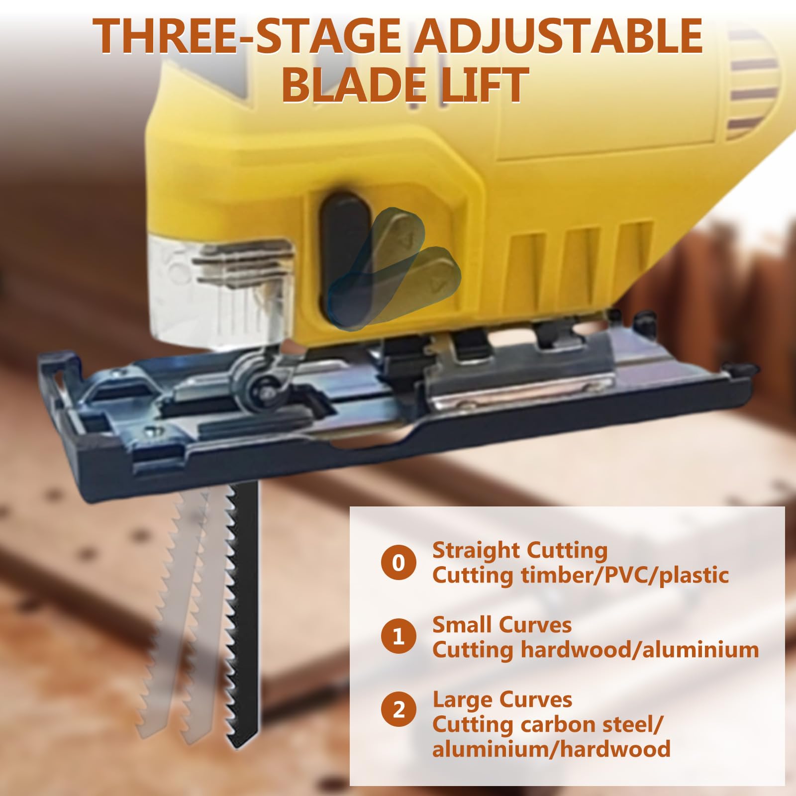 Sierra De Calar sin Cable Compatible con Batería Dewalt de 20V, 2700 rpm | 750W, Sierra de Calar Eléctrica con 6 Cuchillas de Repuesto, Corte en Angulo de 0°-50° para Metal, PVC, Madera, Plástico