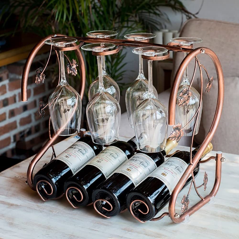 Botellero de vino para encimera, estilo europeo, creativo, para el hogar, decoración de gabinete de vino, adornos, estante alto para copas de vino, estante para botellas de vino pequeño