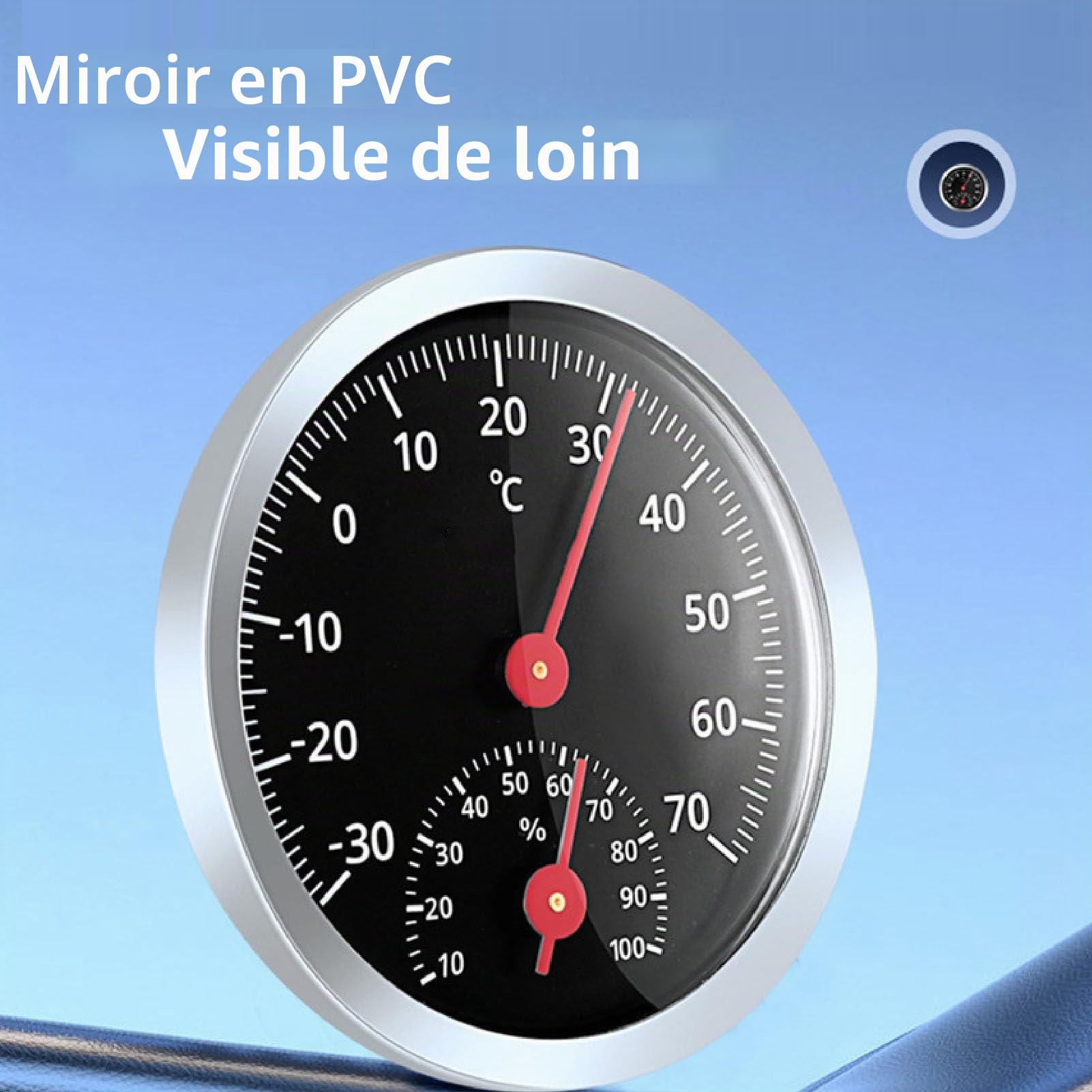 VBESTLIFE Hygromètre de Thermomètre en Voiture, Mécanique sans Batterie Compteur Extérieur Intérieur avec Haute Précision -30 ° C à 70 ° C pour la Maison, la Voiture, la Serre