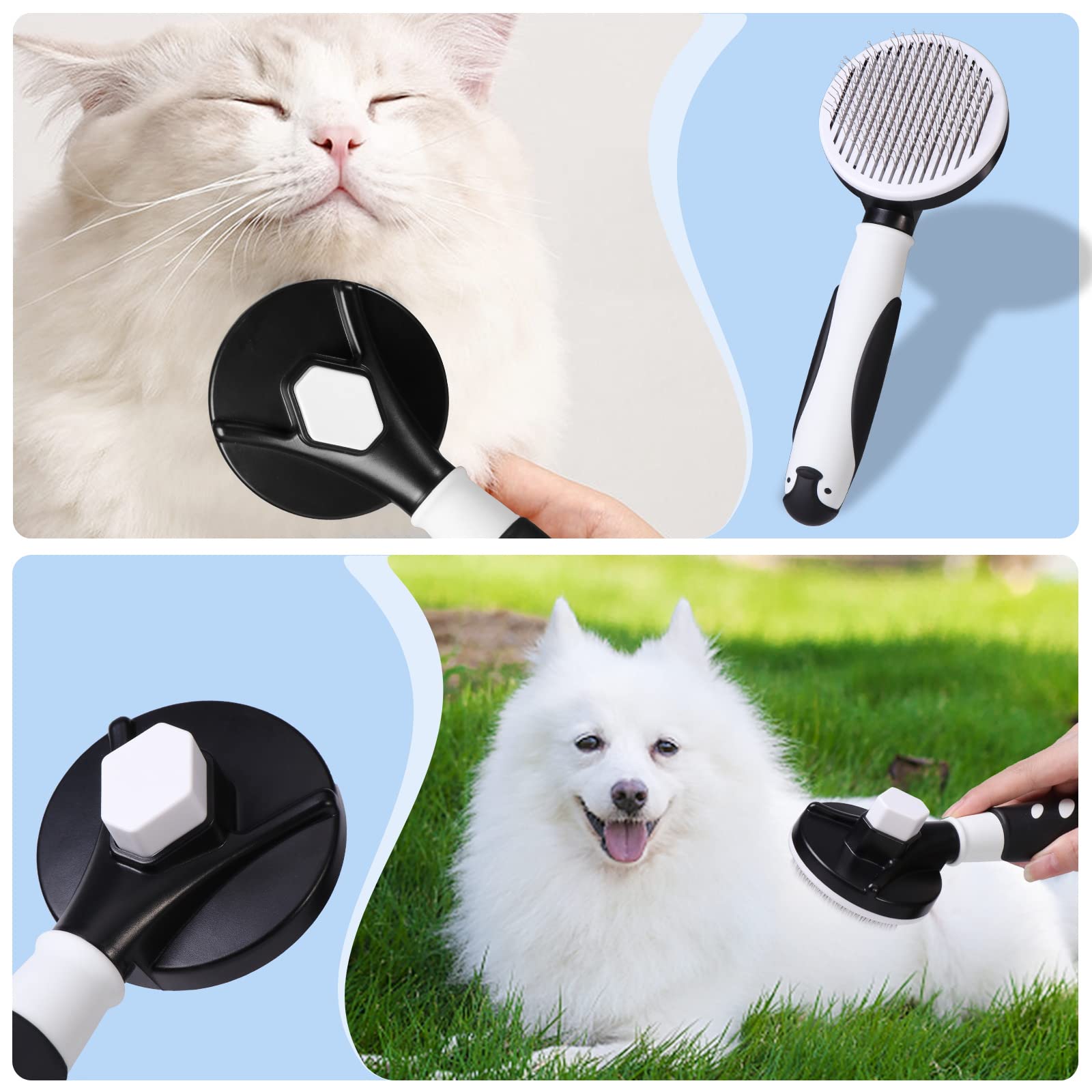 Vinabo Spazzola per Gatti Cani Pelo/Lungo Corto e Animali Domestici, Toelettatura Autopulente. Rimozione Peli Morti e in eccesso, Non Graffiano