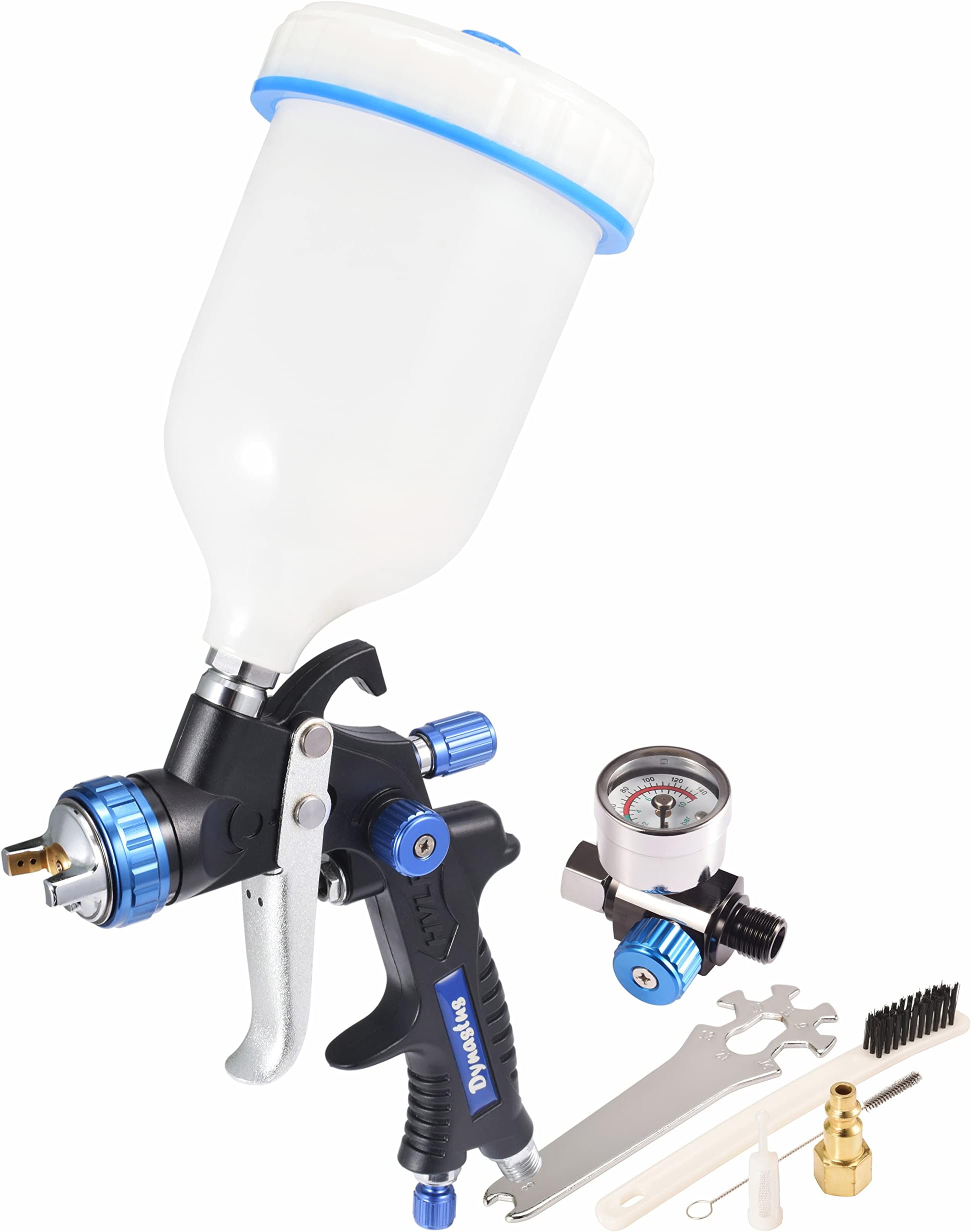Dynastus 22 oz. Professional Composite HVLP Air Spray Gun Detail Paint Sprayer, 2.0mm Nozzle, with Air Regulator Kits