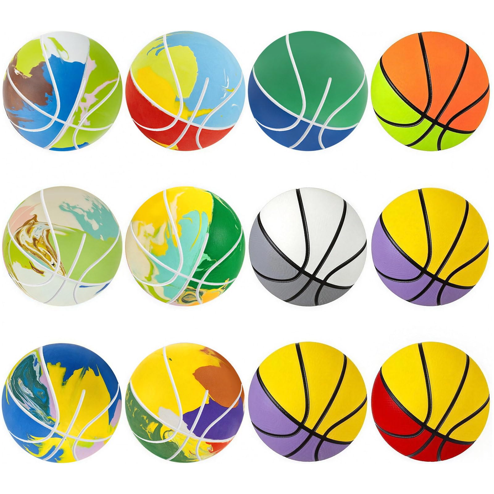ZCOINS 12 Pcs Rubber Bouncy Balls, 2.35 Inch (60mm), for Kids Party Favors