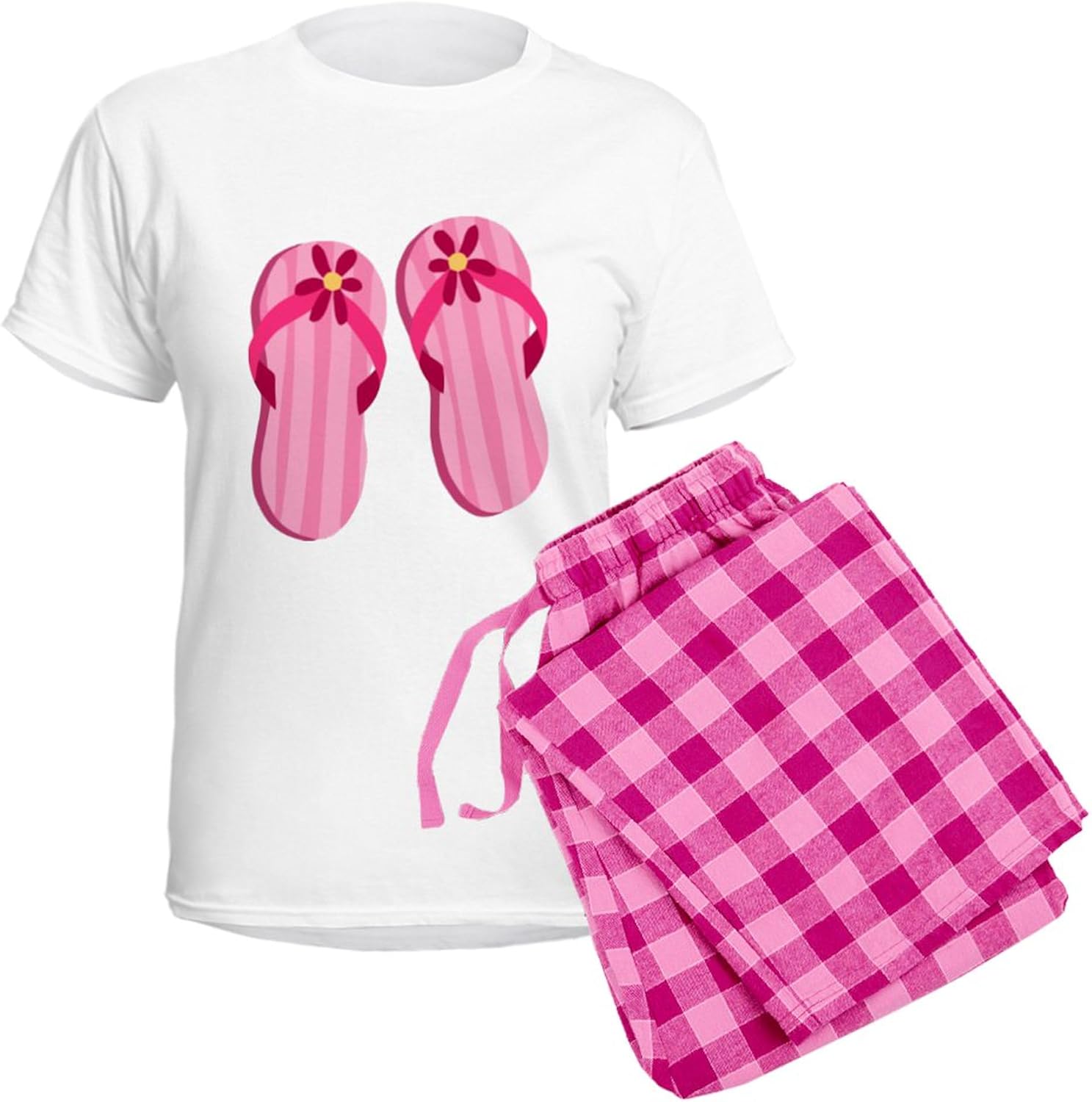 CafePress Pink Flip Flops Women's Light Pajamas Women's Novelty Cotton Pajama Set, Comfortable PJ Sleepwear