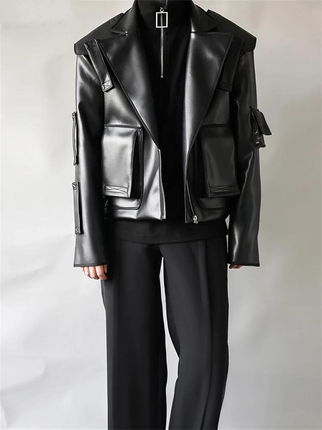 Men's Spring Fall Soft Zipper Short Faux Leather Jacket Runway Style Daily Social Stylish Coat