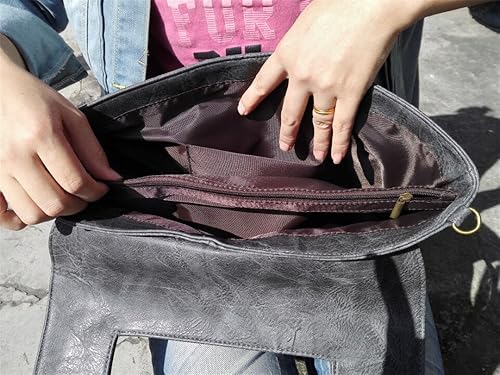 Miniatura 6 de Bolsos de mujer PU cuero femenino embrague bolso mensajero grande sólido alta capacidad