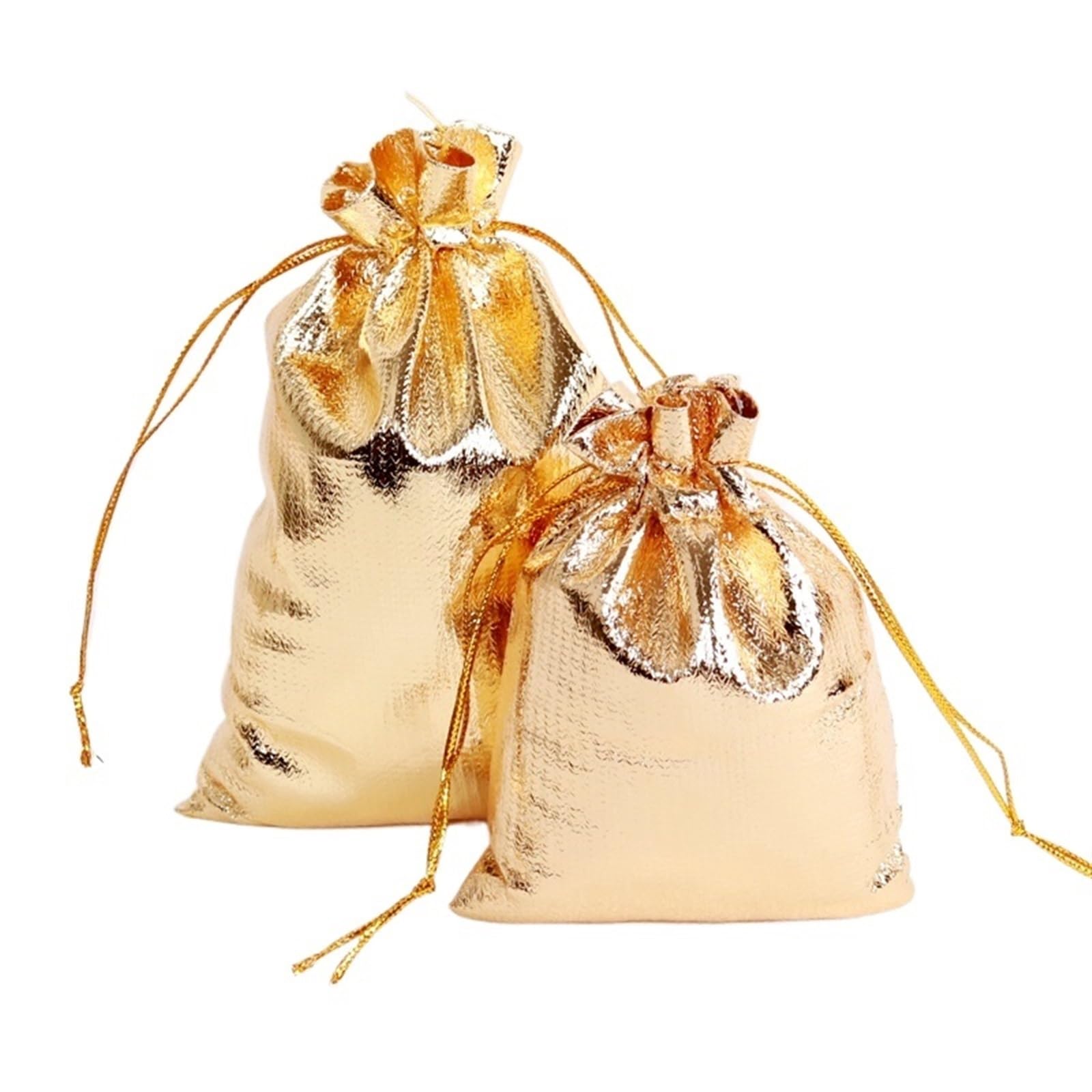 Geschenkbeutel 10/50/100 Stück Gold Silber Organza Beutel Schmuck Verpackung Tasche Hochzeit Party Zugunsten Süßigkeiten Taschen Zugunsten Beutel Kordelzug Geschenktüten(Gold bag,9X12CM_100PCS)
