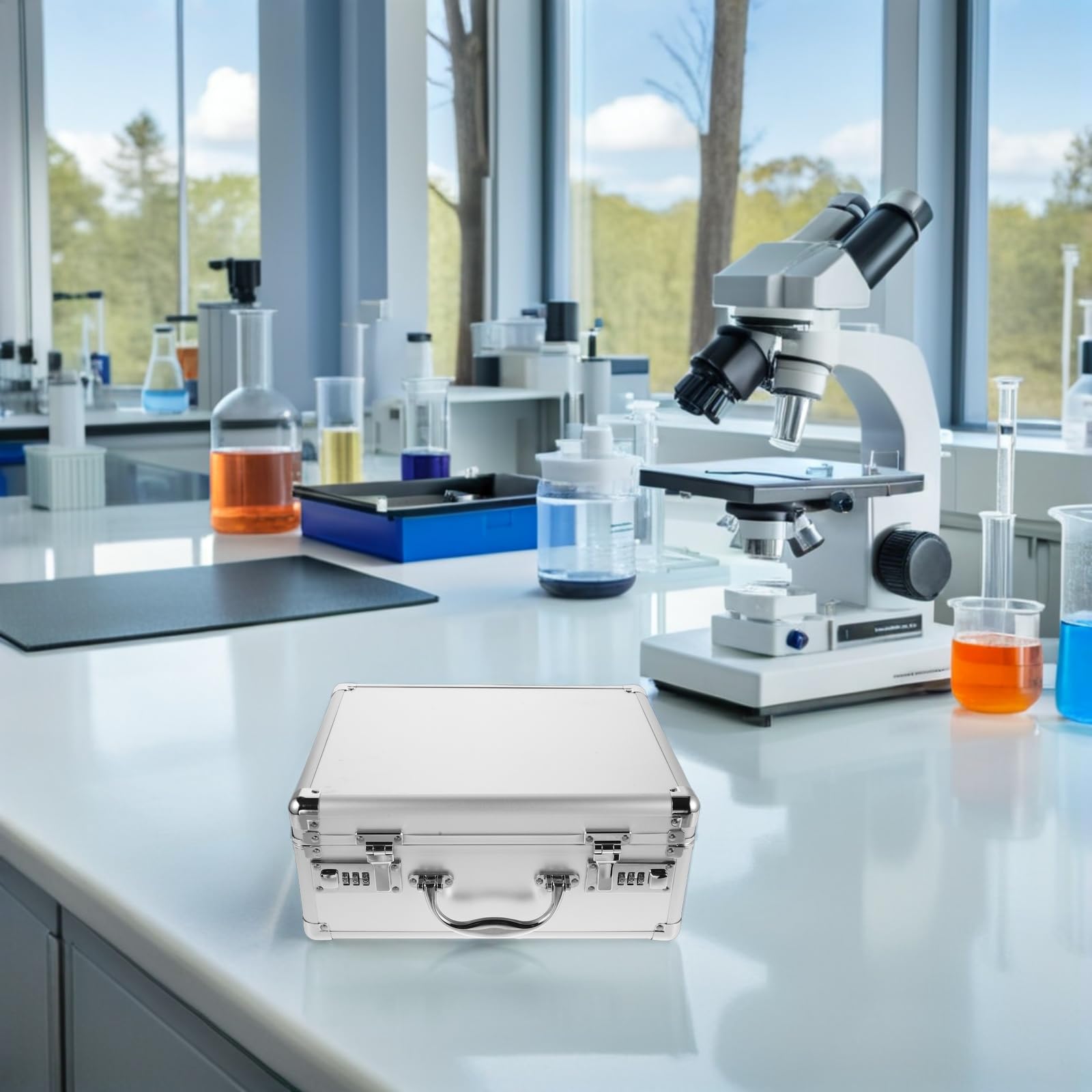 Scatola di Medicinali Portatile con Serratura Combinata, Grande Capacità in Lega di Alluminio Leggera, Organizer Medico per Ufficio e Picnic in Famiglia