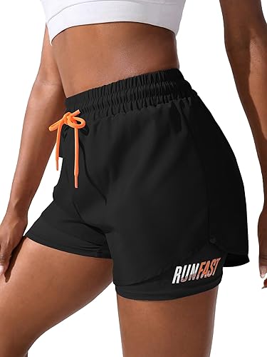 YOAKUKA Pantalones cortos de entrenamiento 2 en 1 para mujer, para gimnasio, yoga, correr, ciclismo, tenis, faldas de verano