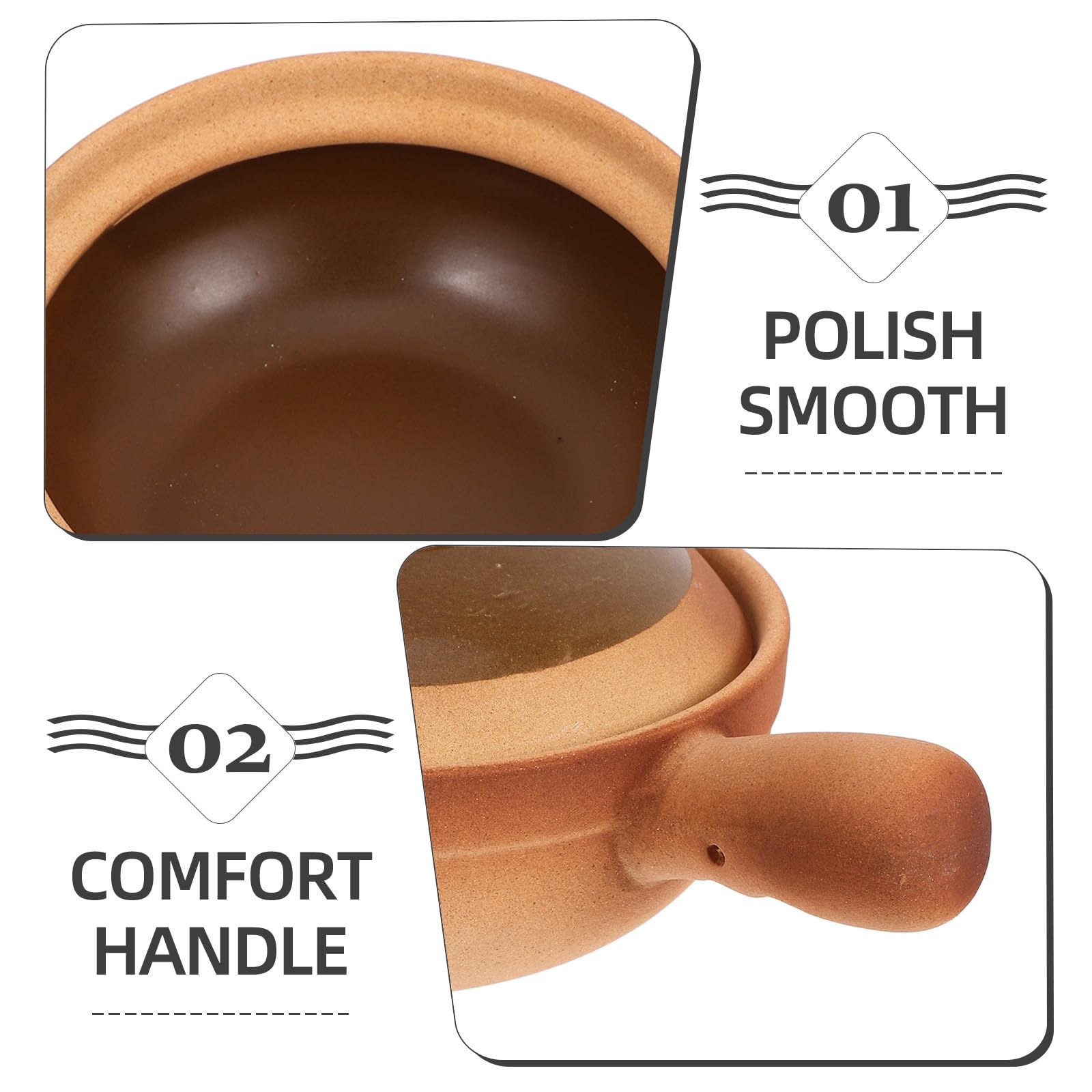 Casseruola in Ceramica 850ml con Manico, per Zuppe e Riso