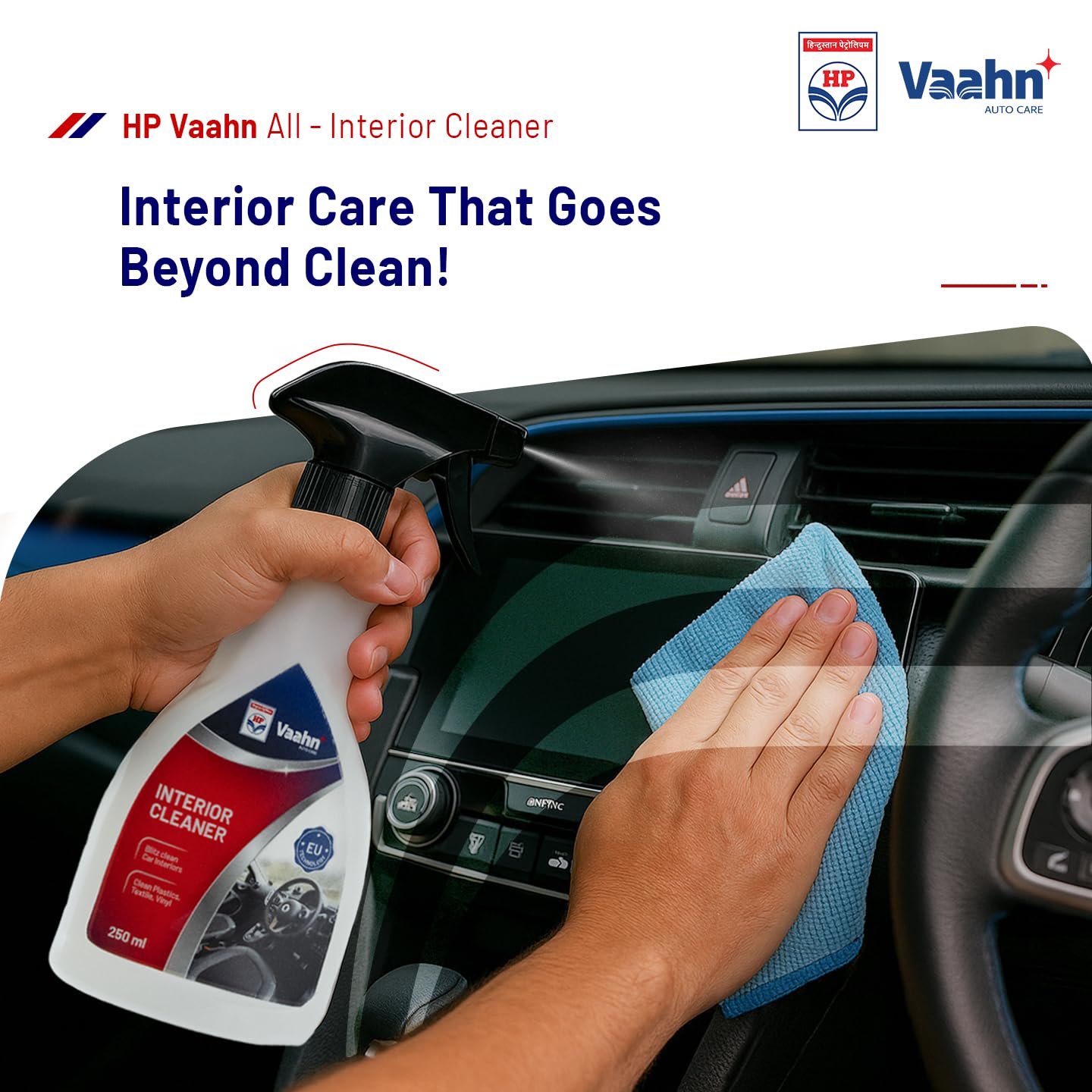 HP Vaahn Total Car Grooming Kit – Car Shampoo, Interior Cleaner, Glass Cleaner, All Purpose Shiner, Tyre Shiner & Microfiber Cloth Pack of 3 | Complete Car Detailing Combo - Image 4 thumbnail