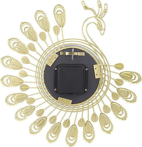 Miniatura 7 de Marhynchus Silent Clock 3D Peacock Shape Iron Modern Wall Clock Sala de estar Decoración No Ticking 14.6x14.6x2.0 in