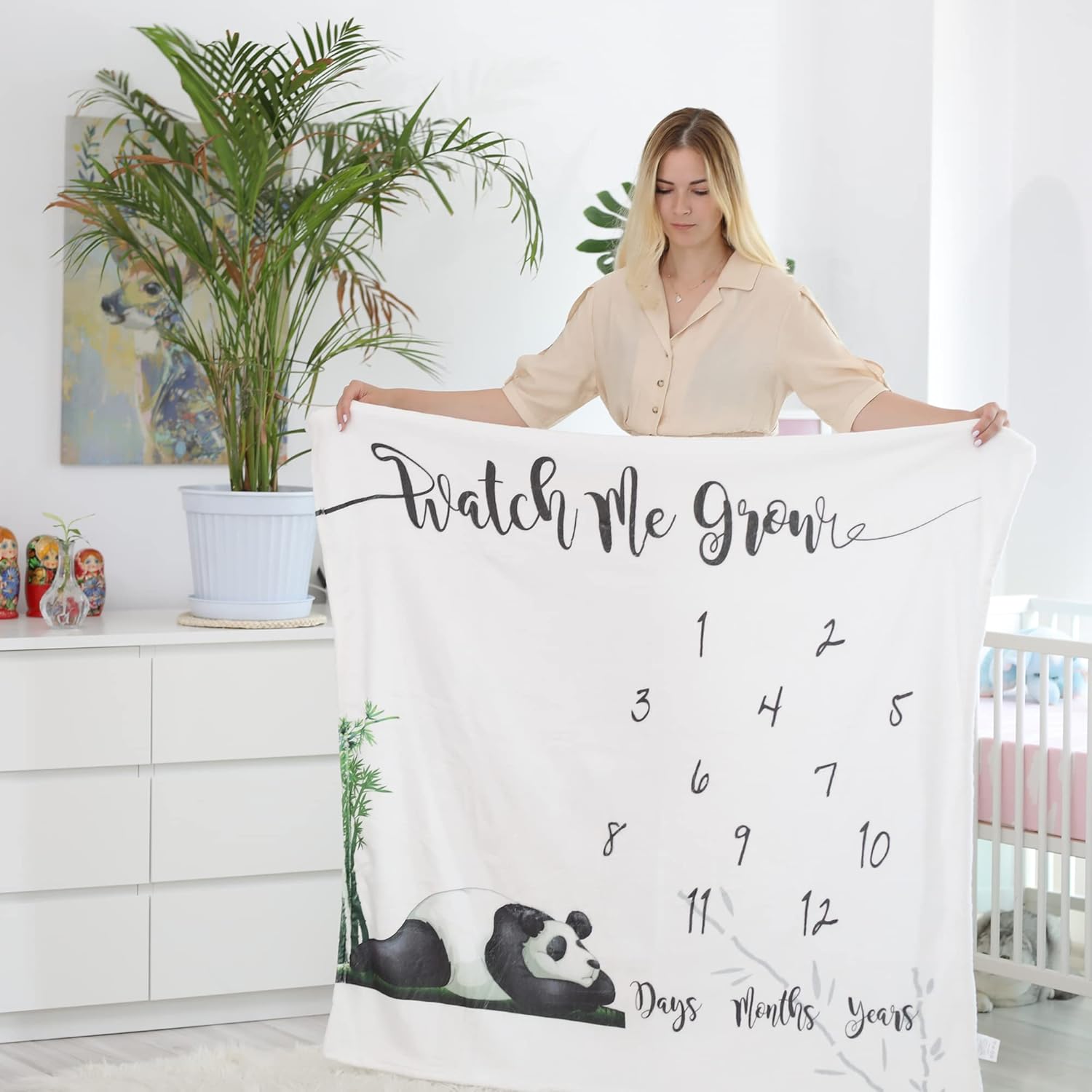 Baby Monthly Milestone Blanket Boy and Girl, Unisex Month for Newborn Baby Shower,Baby Growth Chart, Boy mat Milestone, Includes Markers 47"x47"