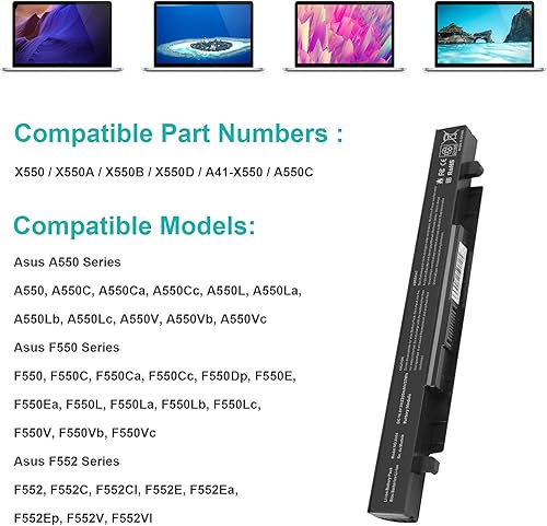 Miniatura 5 de Batería para portátil ASUS A41-X550 A450 P550 F550 K550 R510 X450 X550V A450C X550C X550A X550B X550D Y481C Y581C R510C R510J X550A 50L x 50L 50J