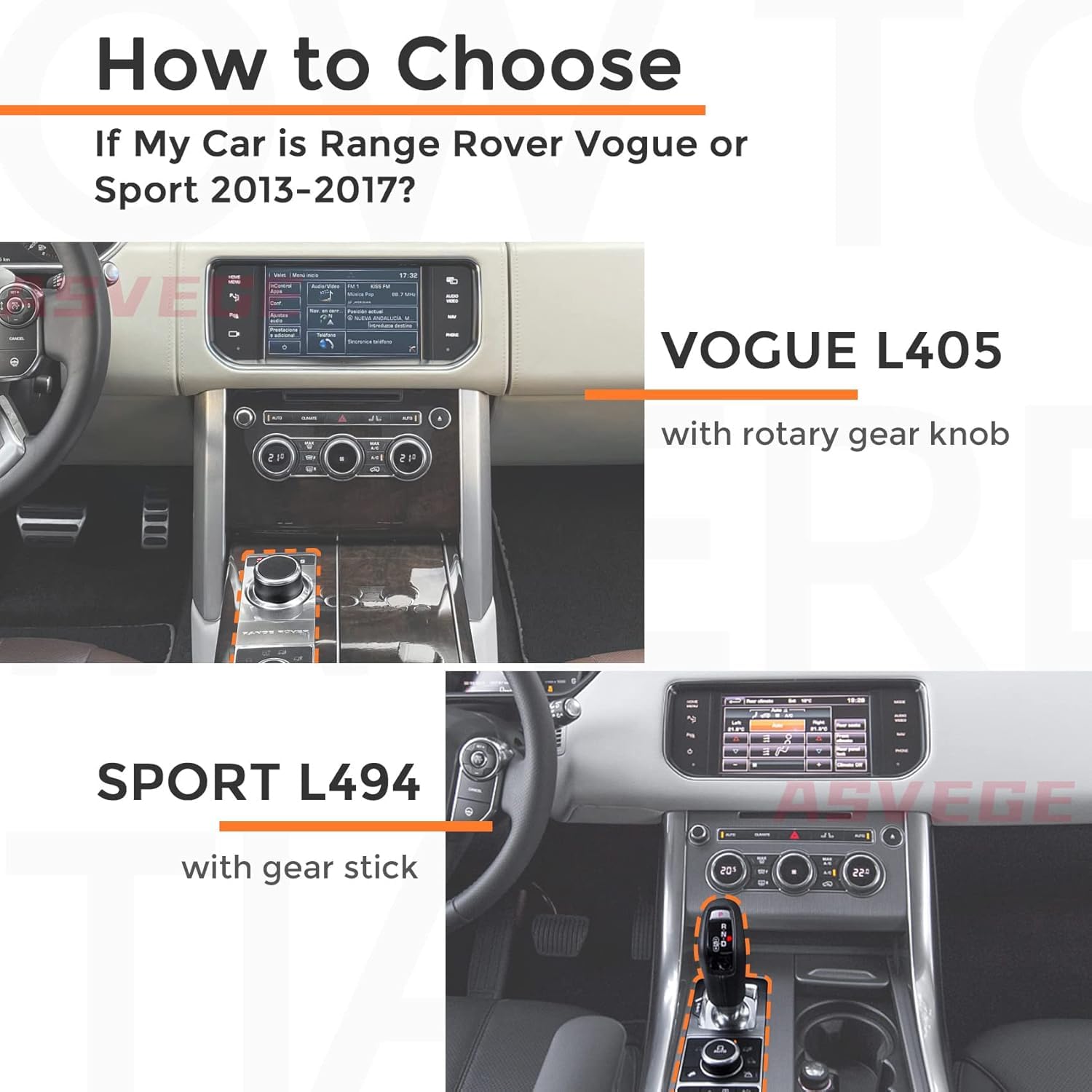 ASVEGE 10 pouces Panneau de contrôle de climatisation à écran tactile LCD pour Land Rover Range Rover Sport L494 2013-2017, version Améliorée avec Guide d'installation