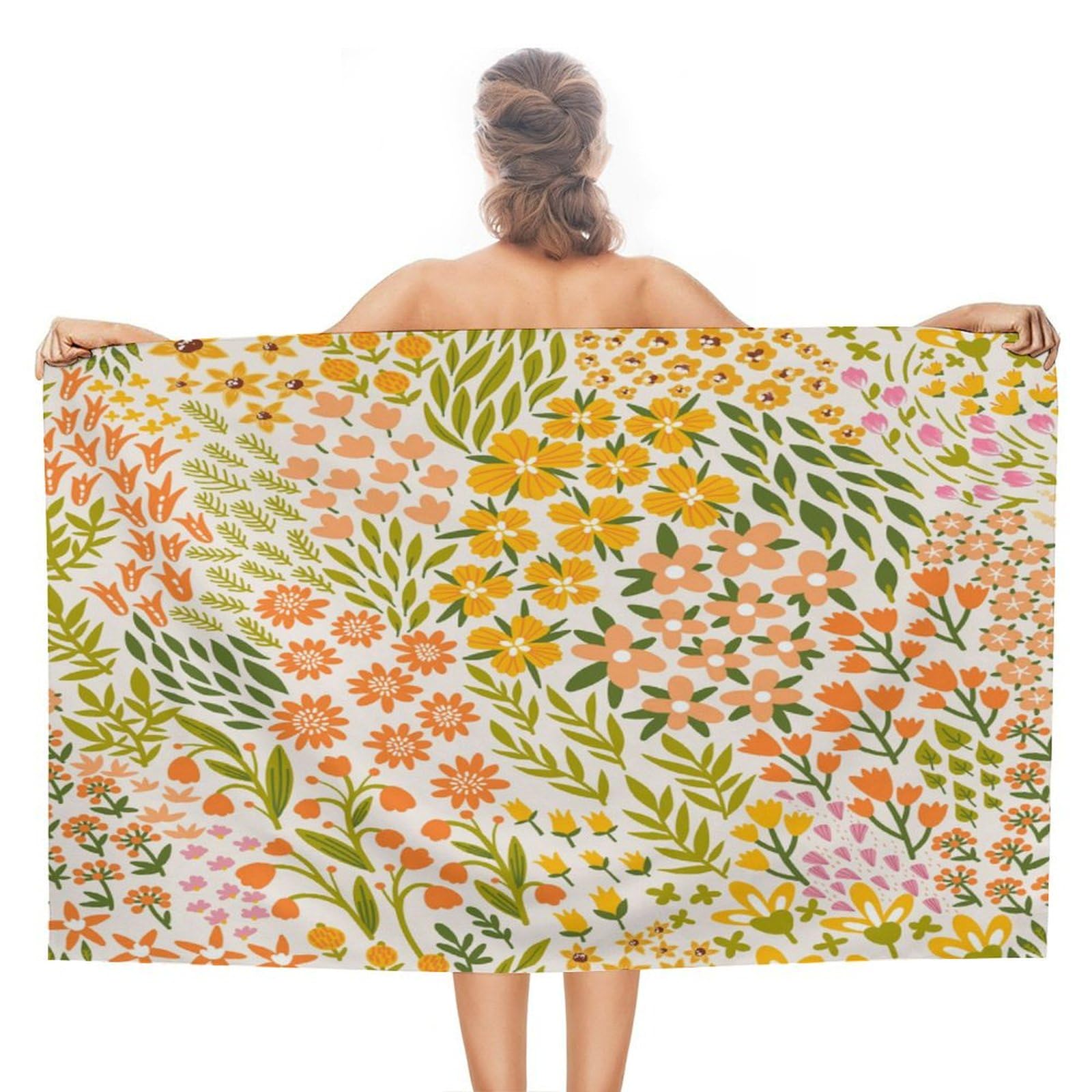 COALHO Modern Spring Boho Florals Beach Towel For Adults Extra Large,Watercolor Mid Century William Morris Spring Garden Leaves Beach Towel Hotel Gym Beach Pool Towel-51 x31