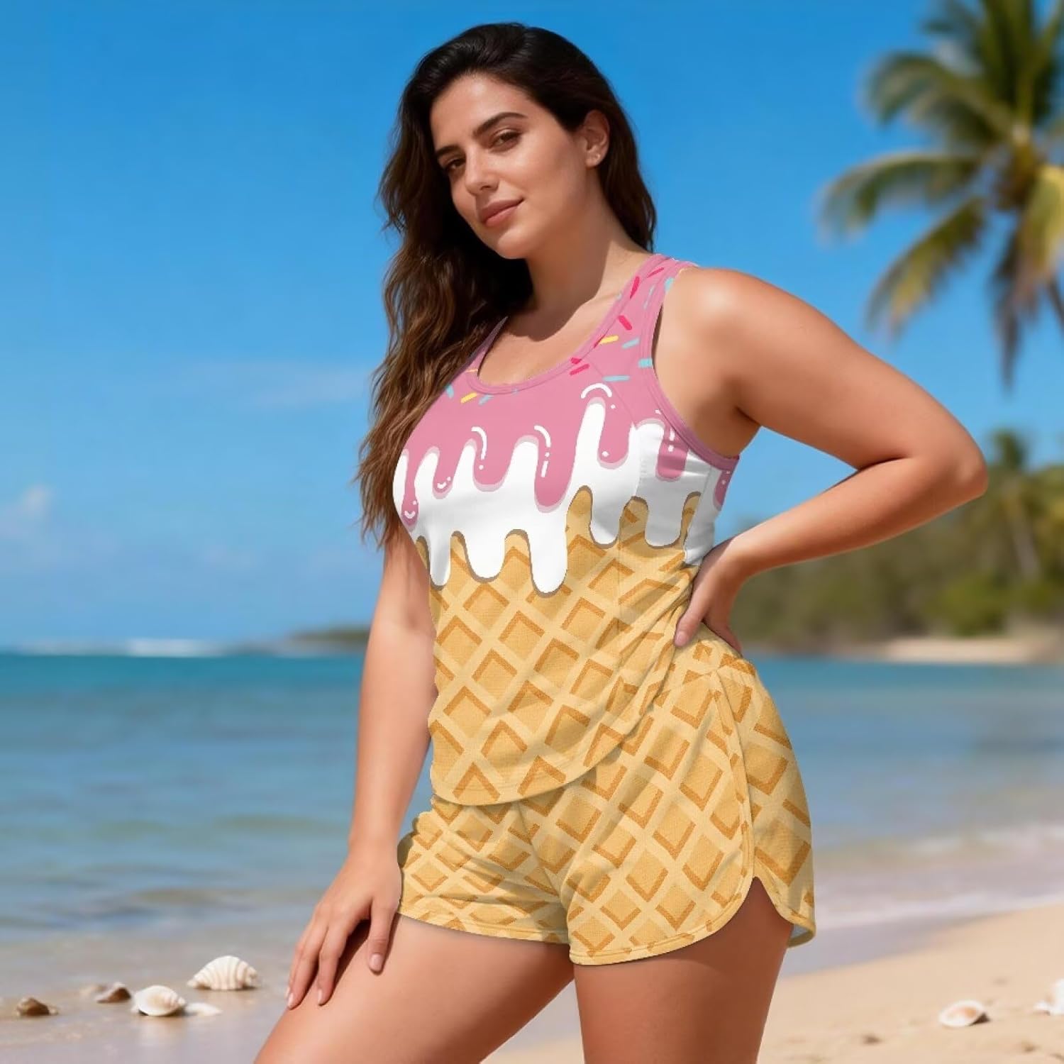 Tankini Swimsuits for Women Tummy Control Bathing Suit with Shorts Womens Two Piece Bathing Suits with Built in Bra