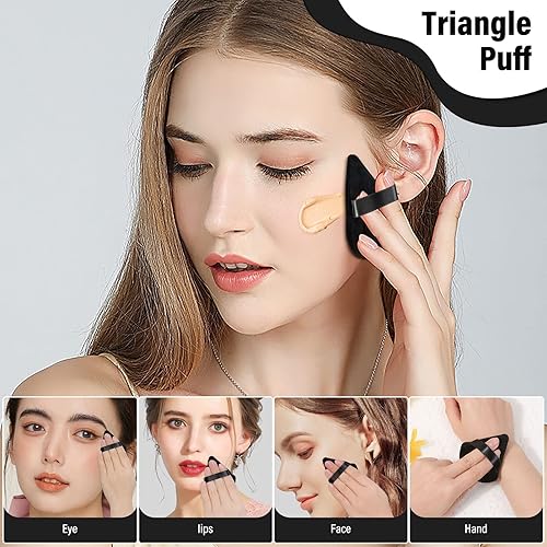 Miniatura 6 de Thrilez 20 esponjas de polvo triangulares, esponjas de maquillaje sueltas para polvo facial, almohadilla de polvo para maquillaje, almohadillas de