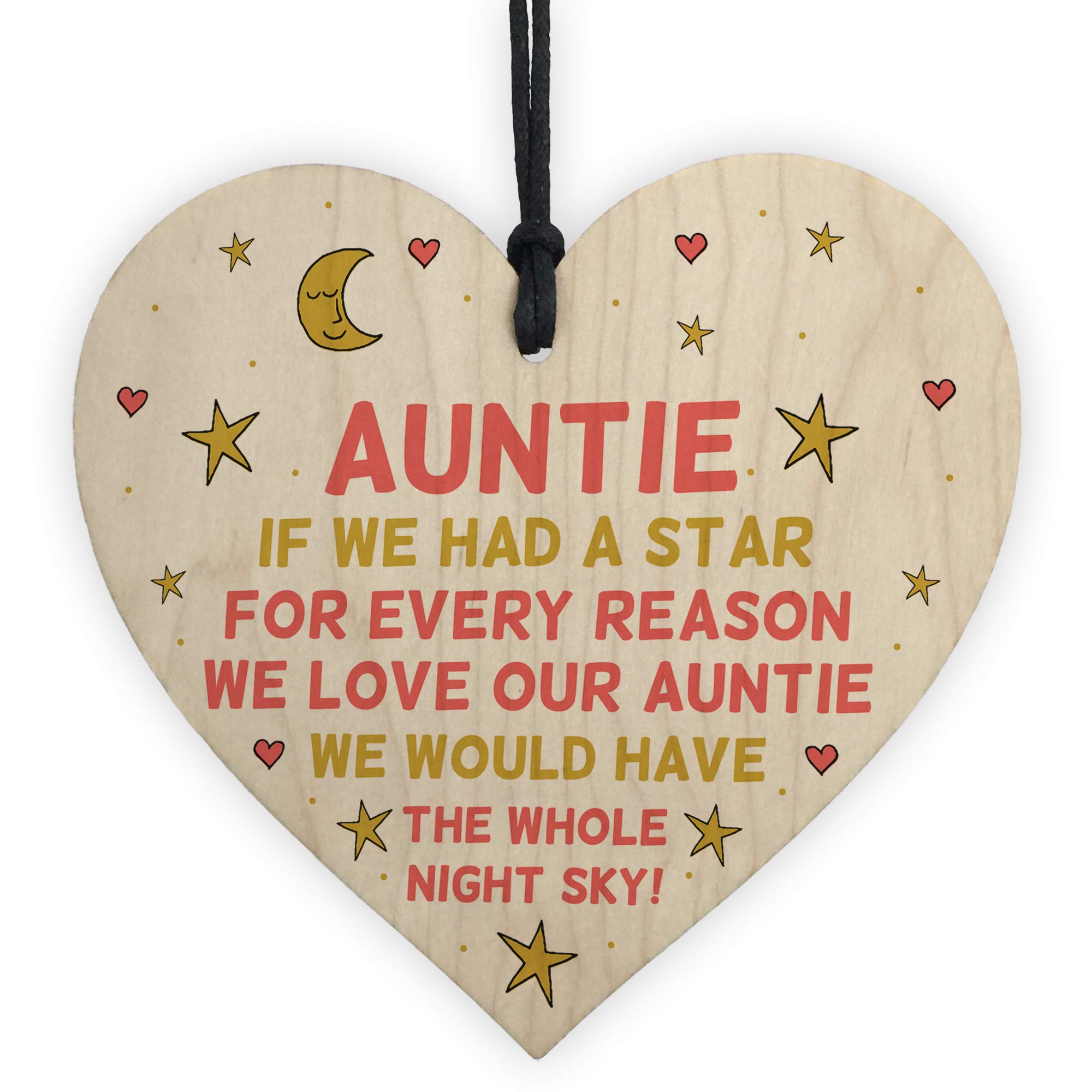 Novelty Gift For Auntie Birthday Christmas Wood Heart Thank You Gift For Her