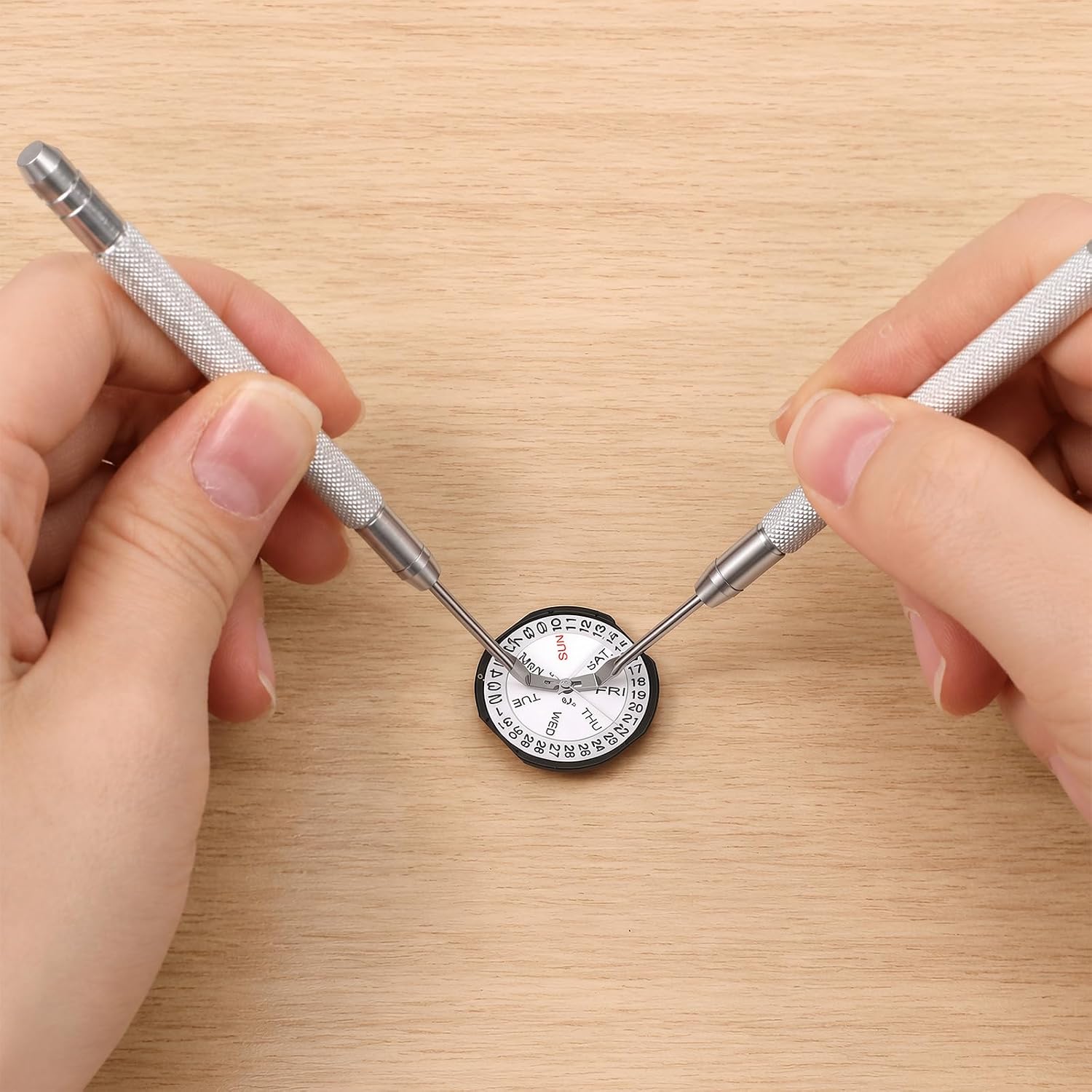 2-Piece Watch Hands Repair Tool Kit, with 2 Dial Protecting Plastic Sheets
