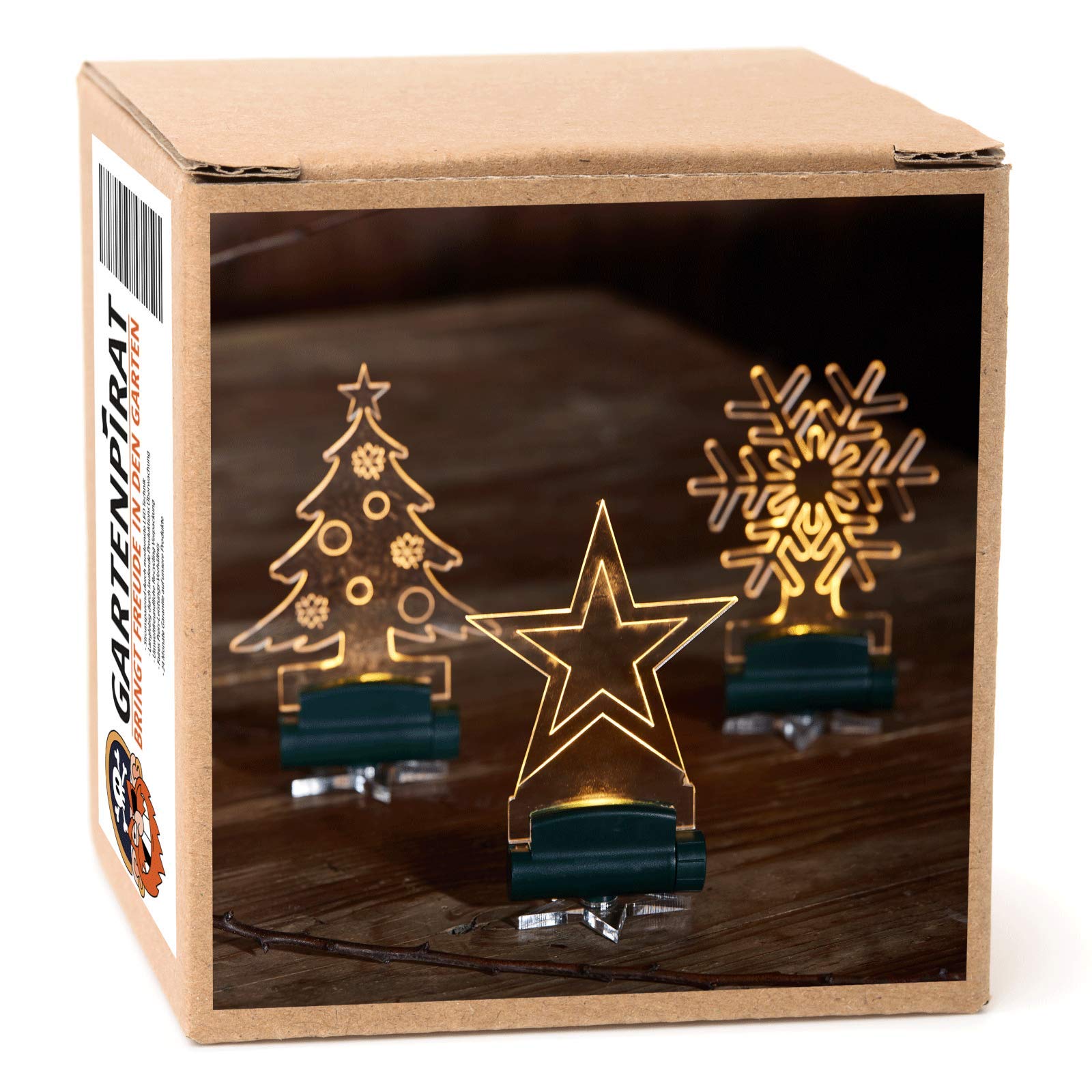 GARTENPIRAT LED Christbaumschmuck Acryl LED Christbaumschmuck Acryl – 5 Motive – Weihnachten