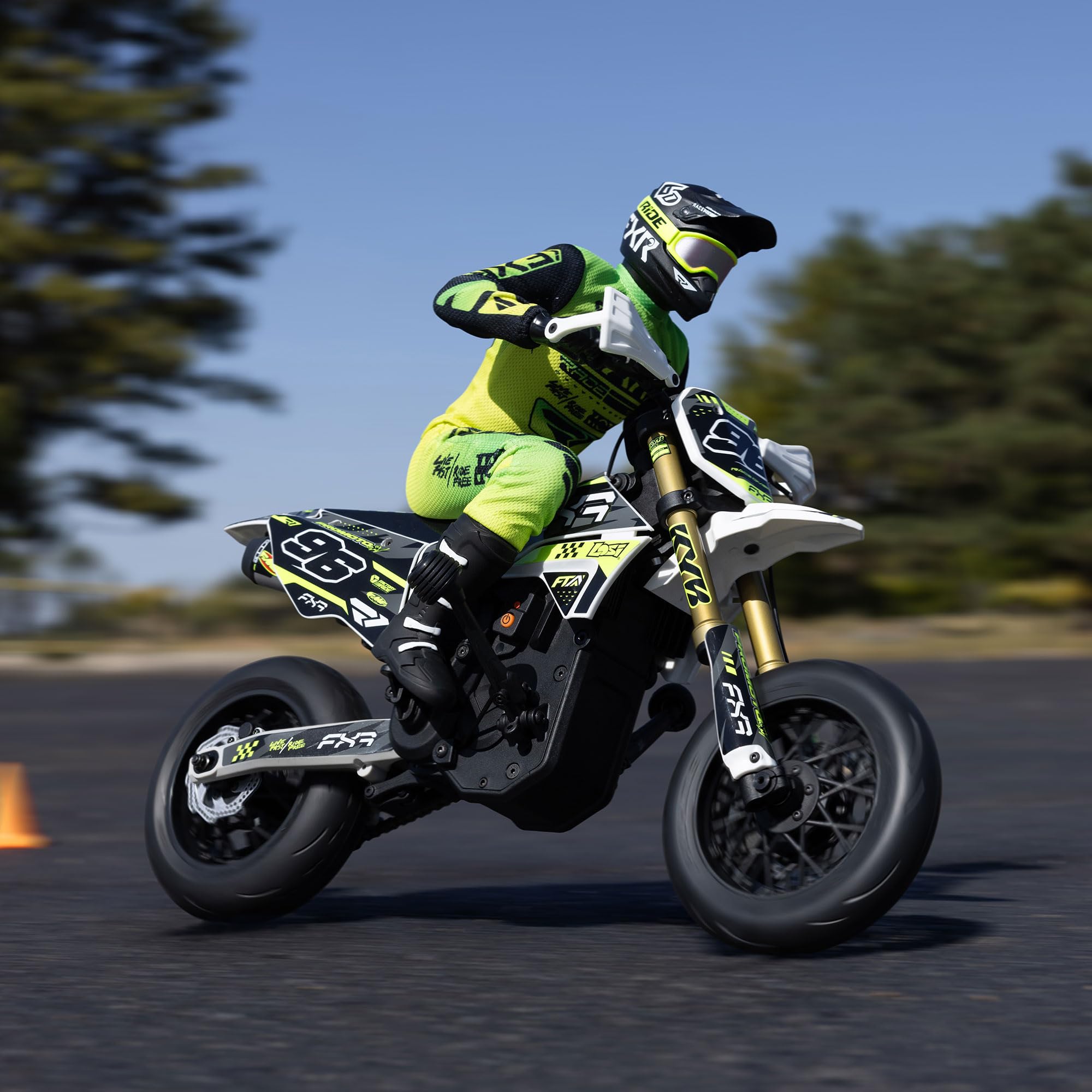 LOSI 1/4 Promoto-SM FXR Supermoto Moto telecomandata RTR con volano Stabi Ammortizzatore 3 modalità di guida senza spazzole trasmissione a catena frizione inclusa batteria e caricatore