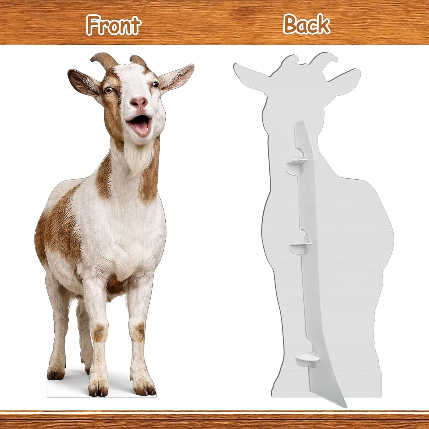 Funny Goat Cardboard Cutout Standee, 4 ft Life Size Animal Standee, Waterproof Corrugated Plastic with Back Support for Party Scene, Event Display, Photo Booth Decor