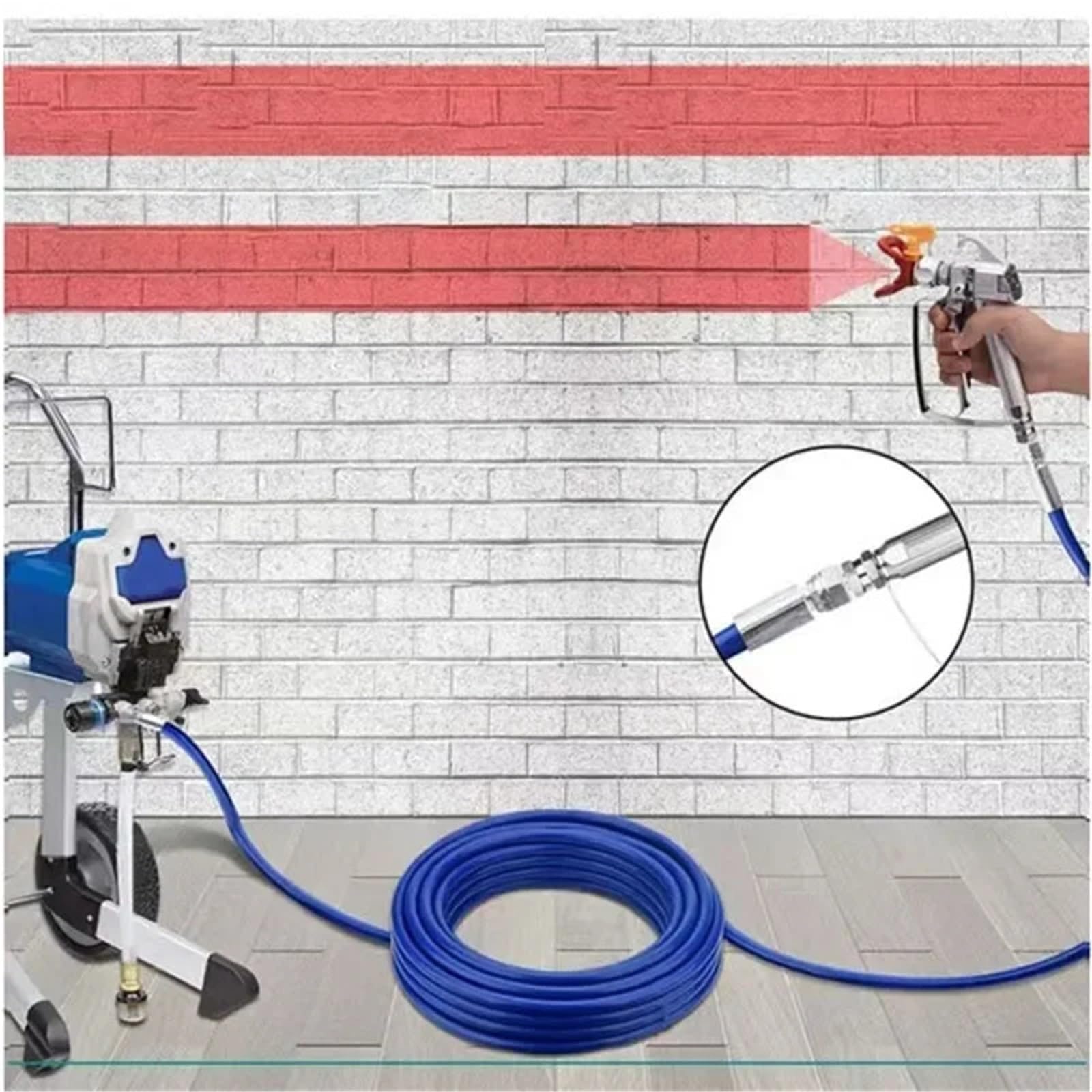 Wąż do bezpowietrznego rozpylacza farby, Wąż do natryskiwania farby bezpowietrznej wysokociśnieniowy 1/4 '' BSP 3500Psi 8-30 m Część zamienna bezpowietrznego urządzenia natryskowego(15M)