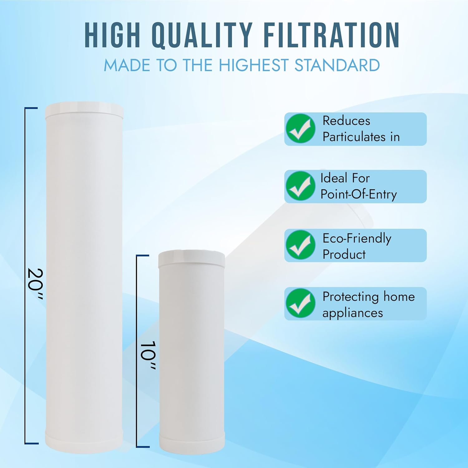 Neo-Pure NP-RFG20BB 20" BB Radial Flow GAC Carbon Filter 25 micron Replacement Cartridge with Granular Activated Carbon (GAC) Filter, 20" x 4.5", 25 Micron
