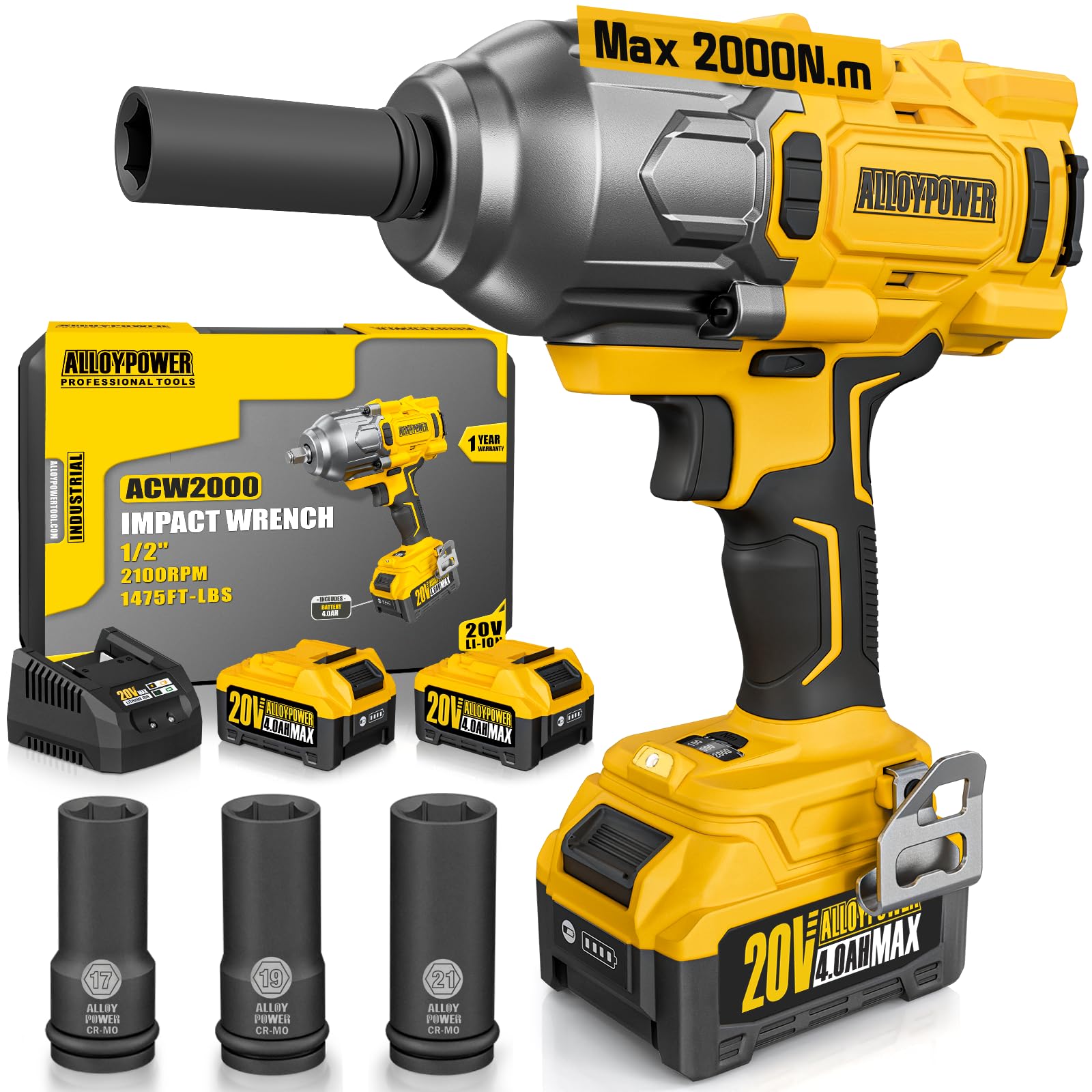 ALLOYPOWER 1475 ft-lbs Cordless Impact Wrench