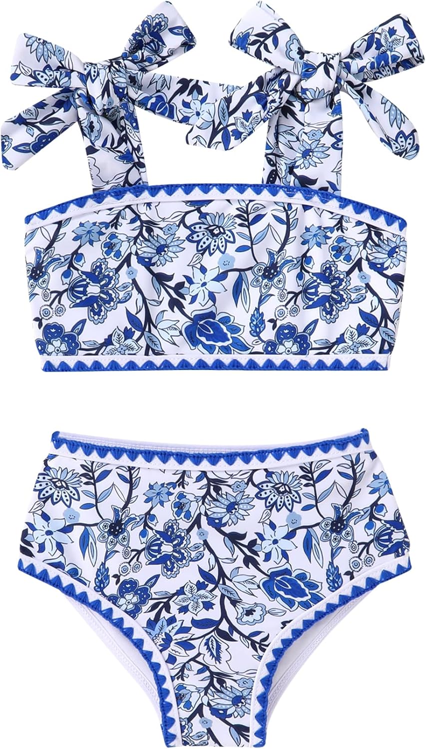 YOUNGER TREE Toddler Girls Two Pieces Swimsuit Color Block Stripe Swimwear Summer Beach Bathing Suit 18M-5T