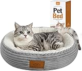 Cat Beds for Indoor Cats, Dog Beds for Small Dogs, Round Donut Pet Bed for Puppy and Kitty, Soft Cozy& Machine Washable, Non Skid Bottom, 20" (Grey, 20.0" L x 20.0" W x 6.5" Th)