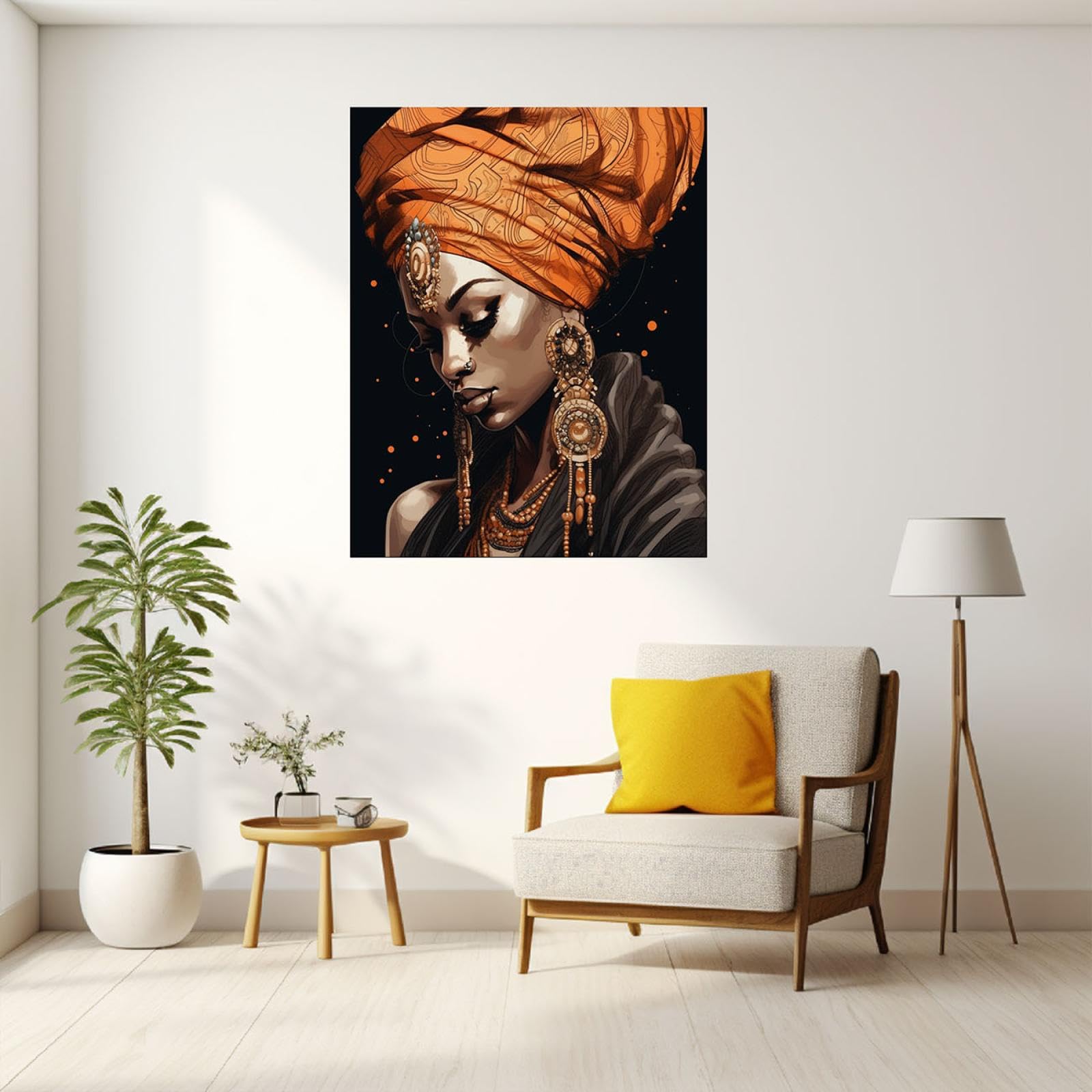 Poster Déco Femme Ethnique Bijoux ARTTOR 50x40cm (Noir Et Blanc, Gris) - Neuf