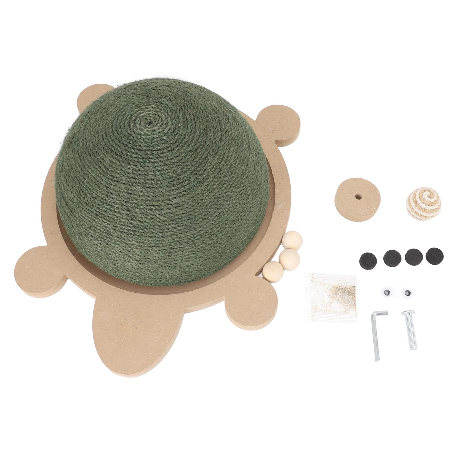 Juguete para Gatos, Pelota de Sisal para Gatos Pequeños y Medianos, Juguete Interactivo, Pelota para Gatos con Pista de Rodillos y Base de Madera para Gatos de Interior