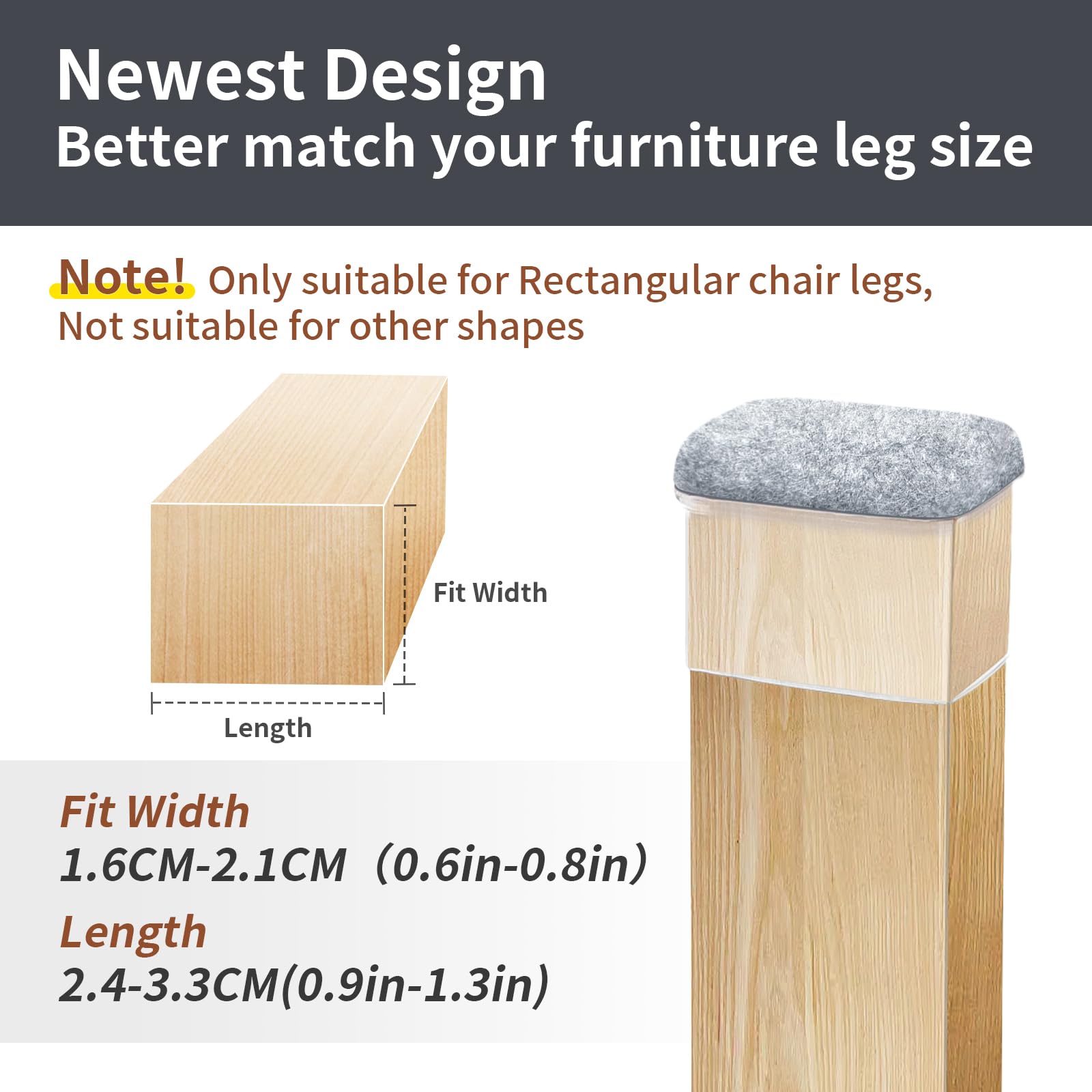32PCS Chair Leg Floor Protectors, Rectangle Chair Leg Protection Caps - Image 2