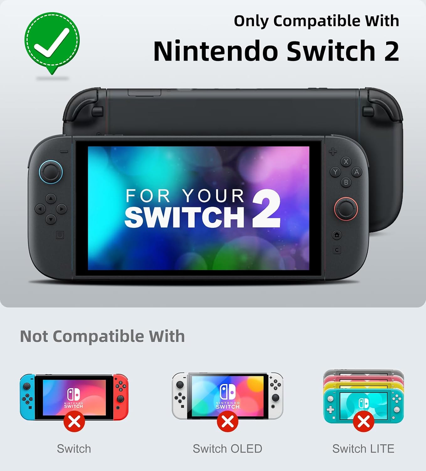 TiMOVO Dockable Case for Nintendo Switch 2 2025, TPU Grip Protective Case Accessories with Quick-Release Joycon Design for Switch 2, Anti-Scratch Shockproof Console Hard Cover, Gray